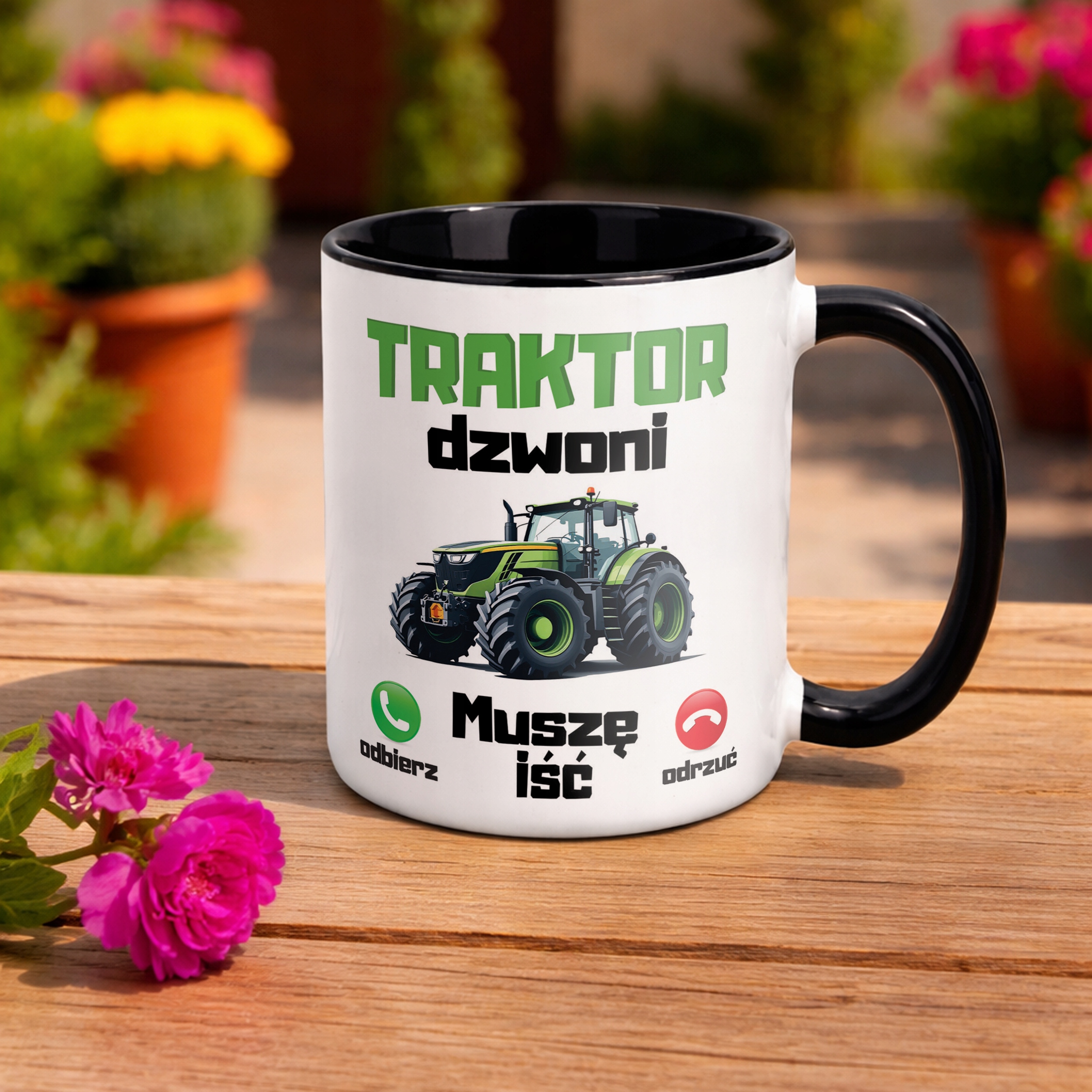 Kubek Czarny Rolnik Dla Rolnika Traktor Zabawny Prezent Upominek
