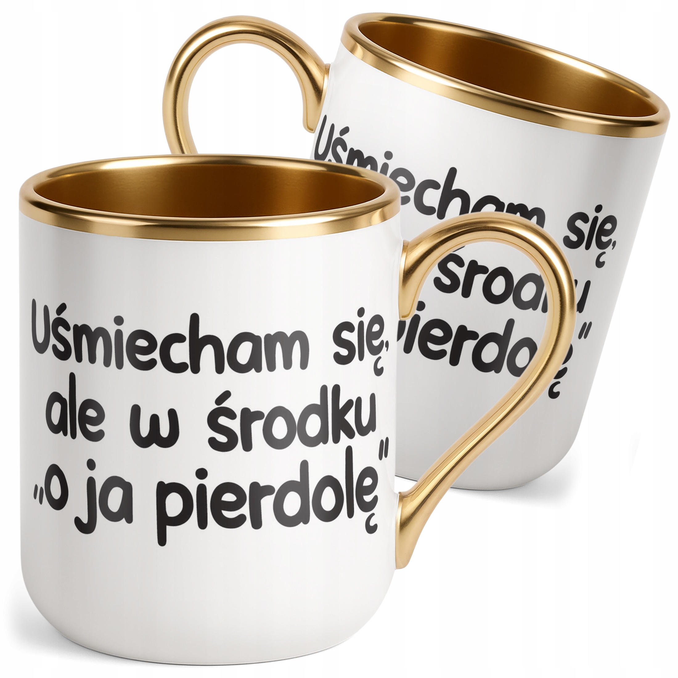 Kubek Premium Złoty Uśmiecham Się Ale W Środku Śmieszny Zabawny Prezent