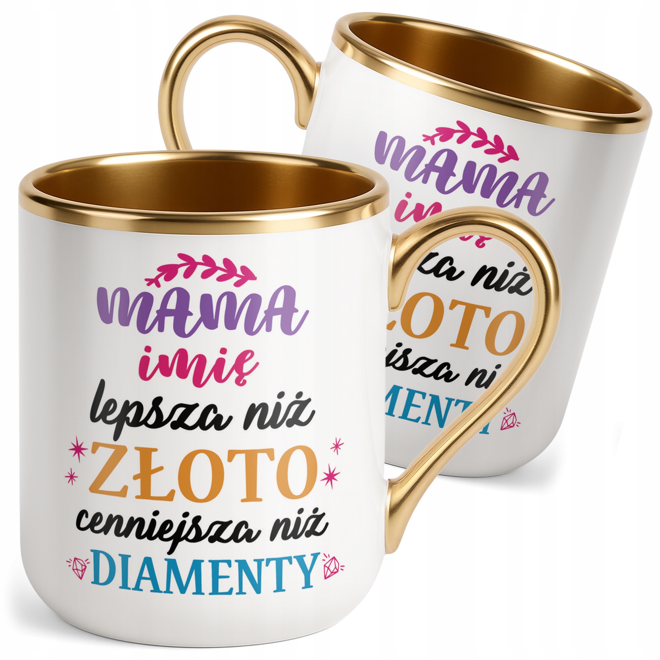 Kubek Premium Złoty Personalizowany Dzień Matki Dla Mamy Prezent Upominek