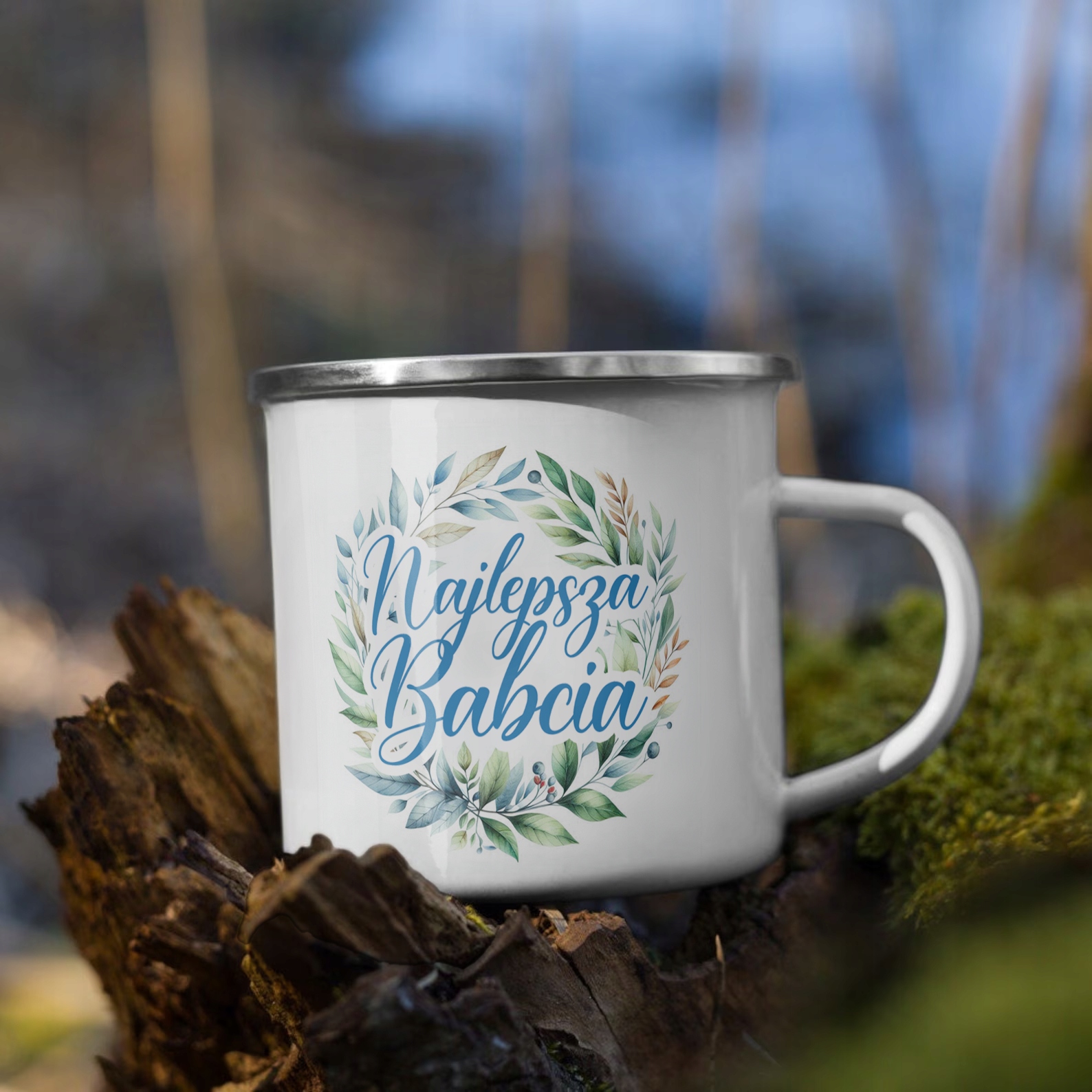 Emaliowany Kubek Garnuszek 300 ml Dzień Babci Prezent Najlepsza Babcia