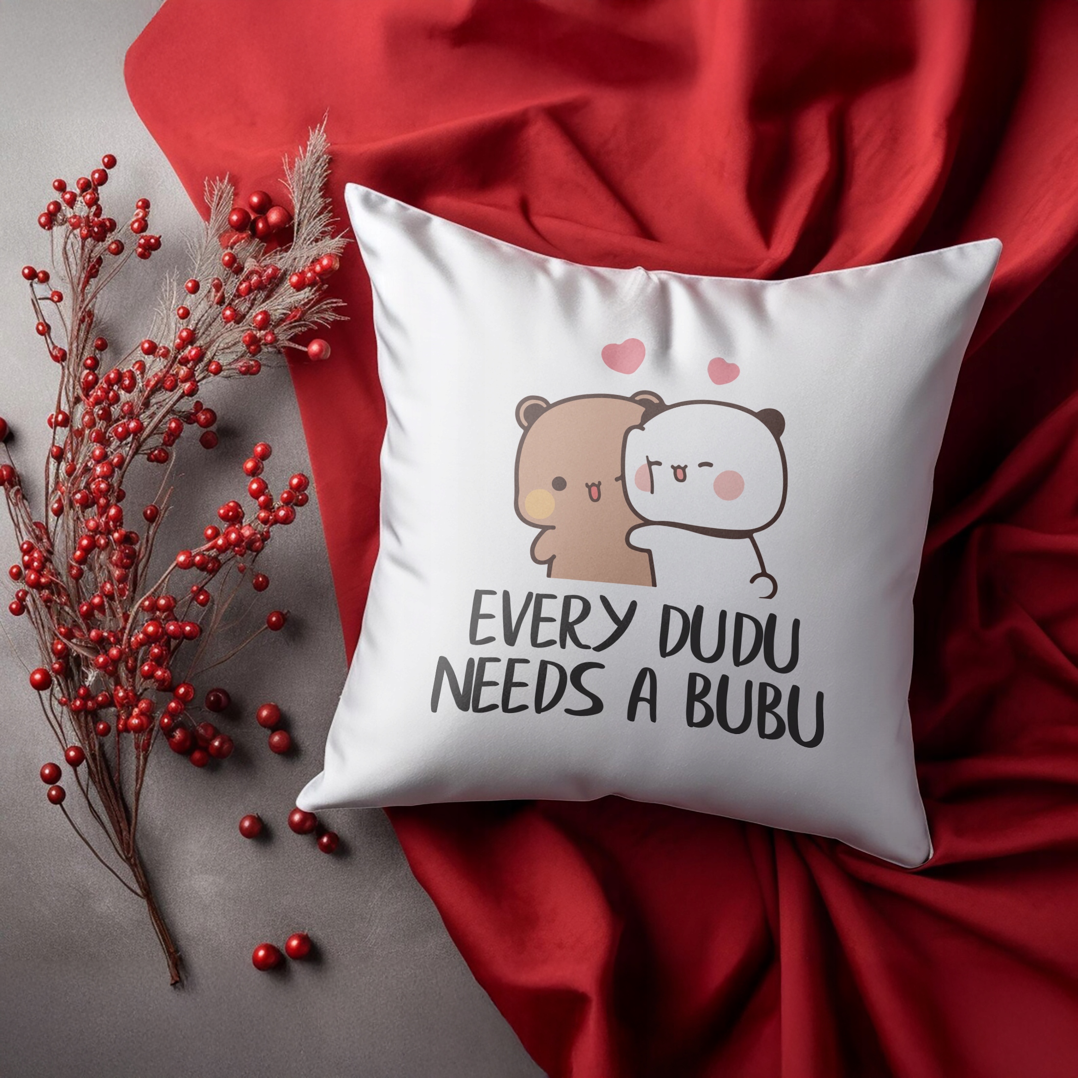 Zestaw Kubek + Poduszka 38×38 cm Walentynki Bubu i Dudu Dla Pary Prezent