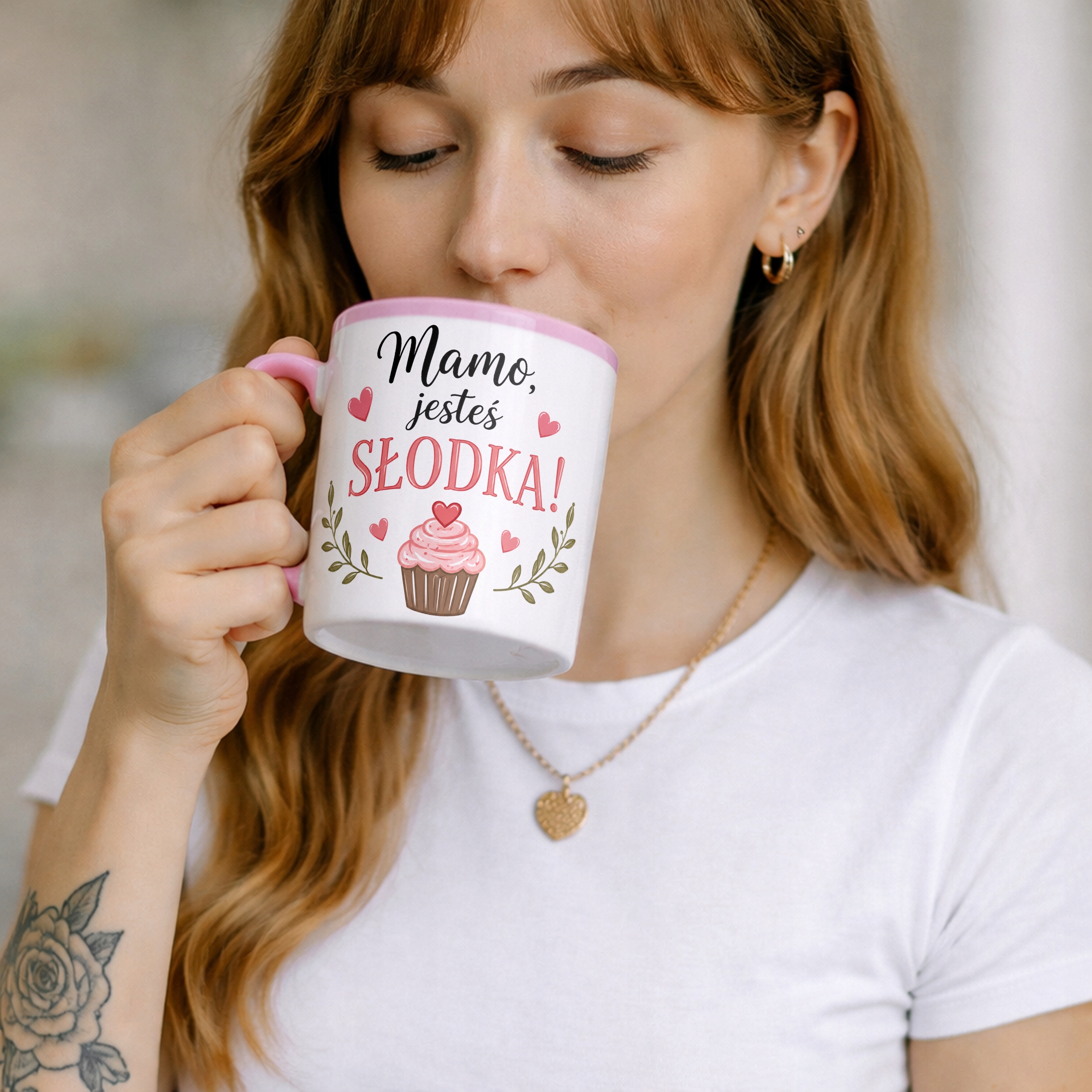Kubek dla mamy różowy prezent na Dzień Matki elegancki prezent dla mamy