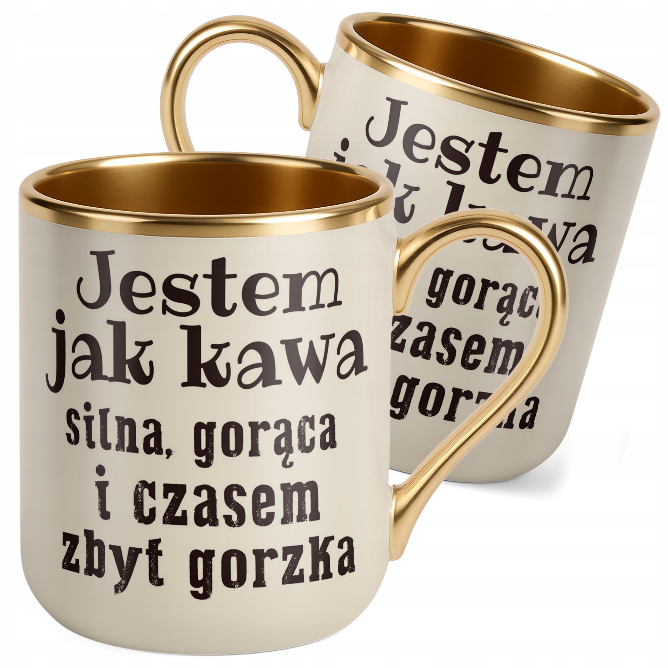 Kubek Premium Złoty Ecru Jestem Jak Kawa Śmieszny Prezent