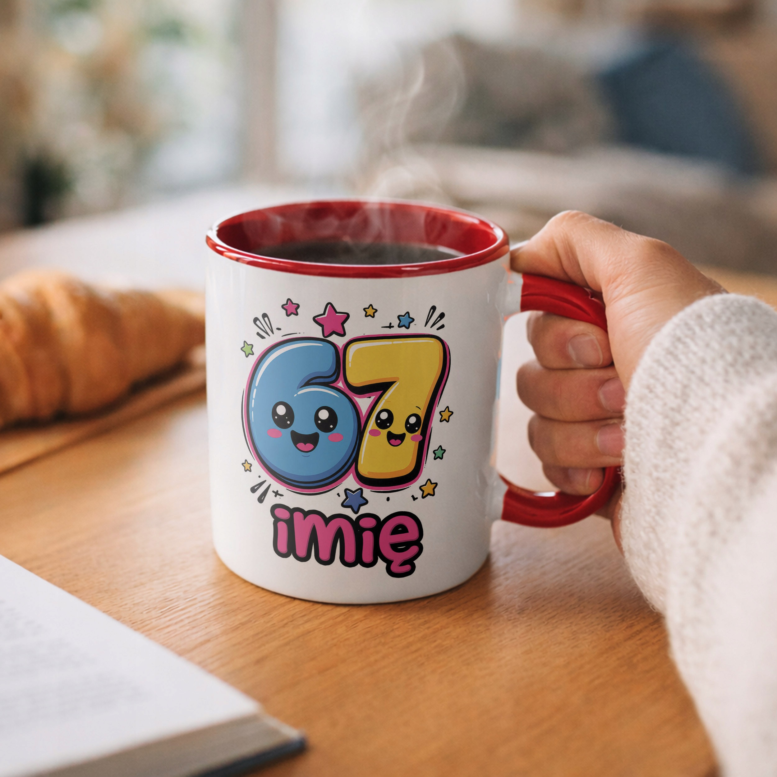 Kubek Czerwony z nadrukiem personalizowany 67 Dla Dzieci Prezent