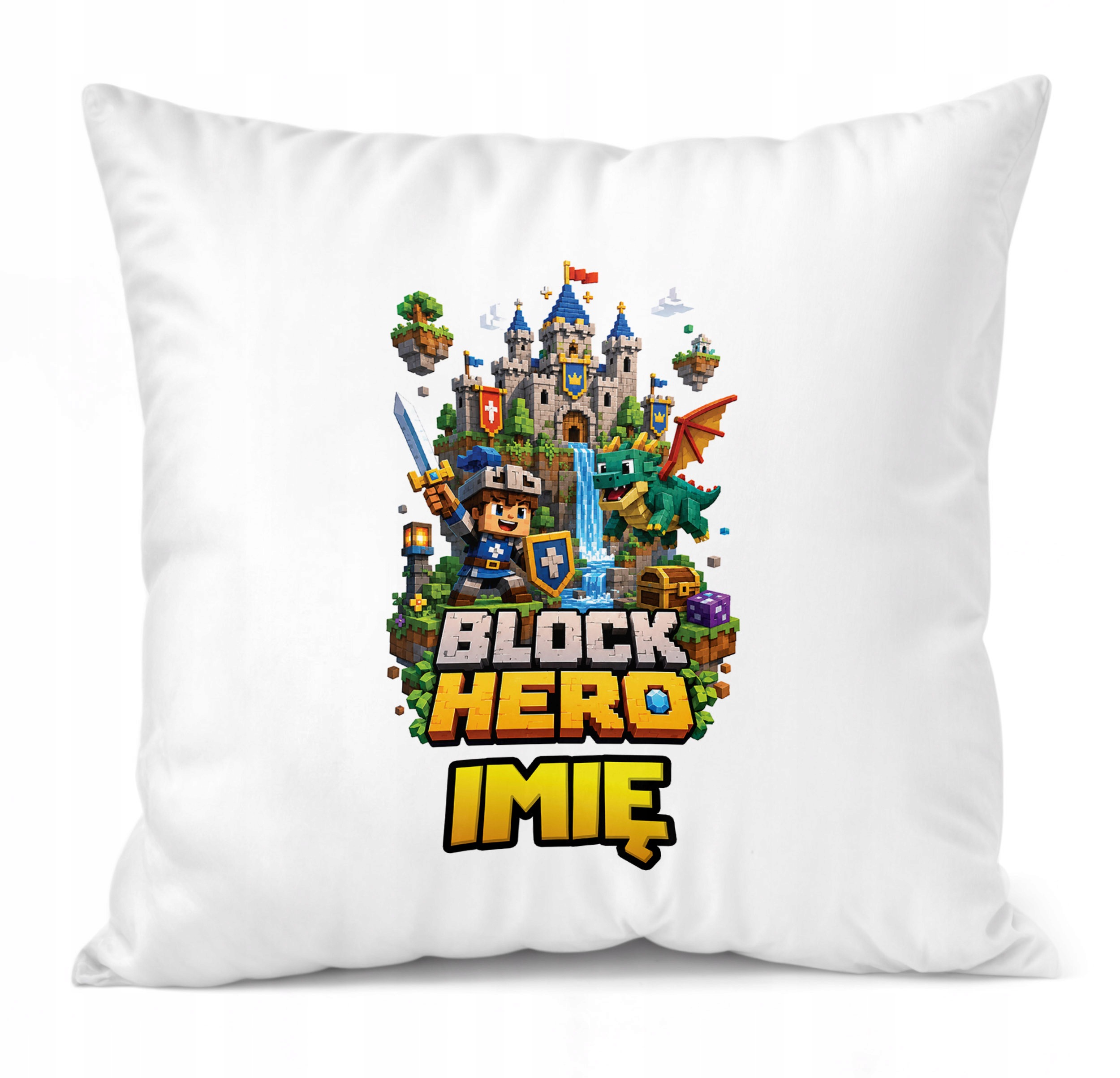 Zestaw Personalizowany Kubek Różowy Poduszka gra Block Hero Prezent
