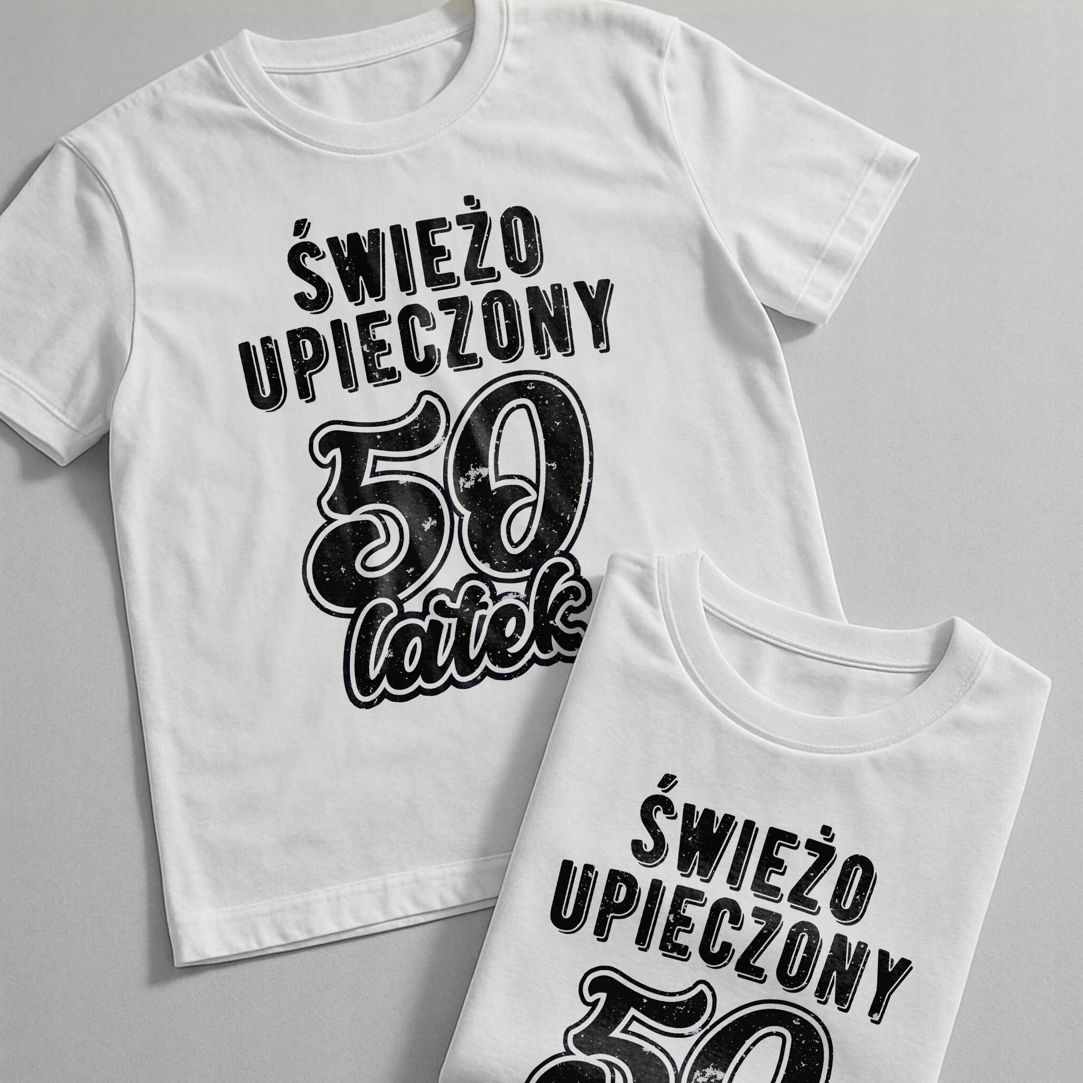 Koszulka biała męska Świeżo Upieczony 50 Urodziny Prezent