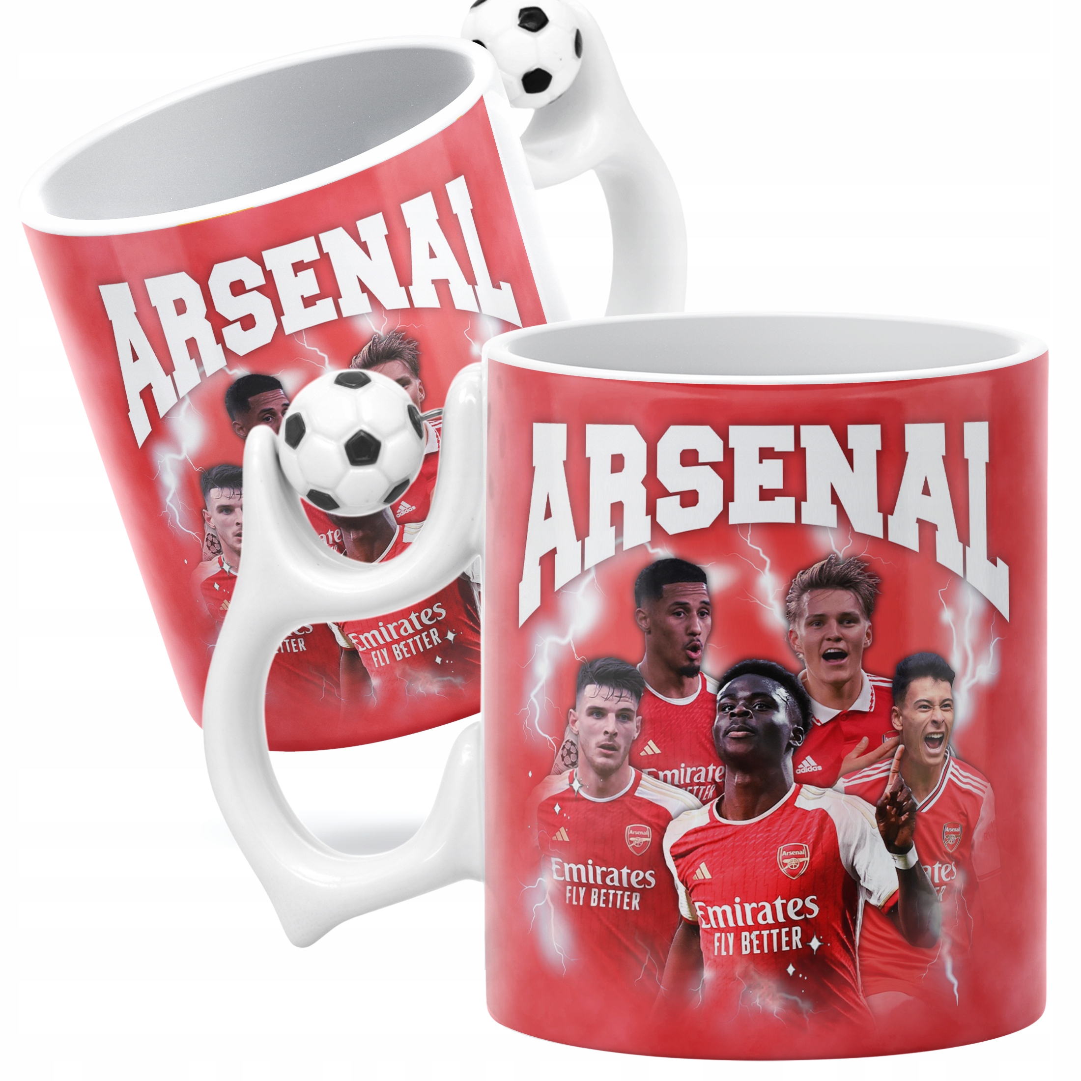 Zestaw Kubek Piłkarski + Poduszka Arsenal Saka Odegaard Rice Saliba