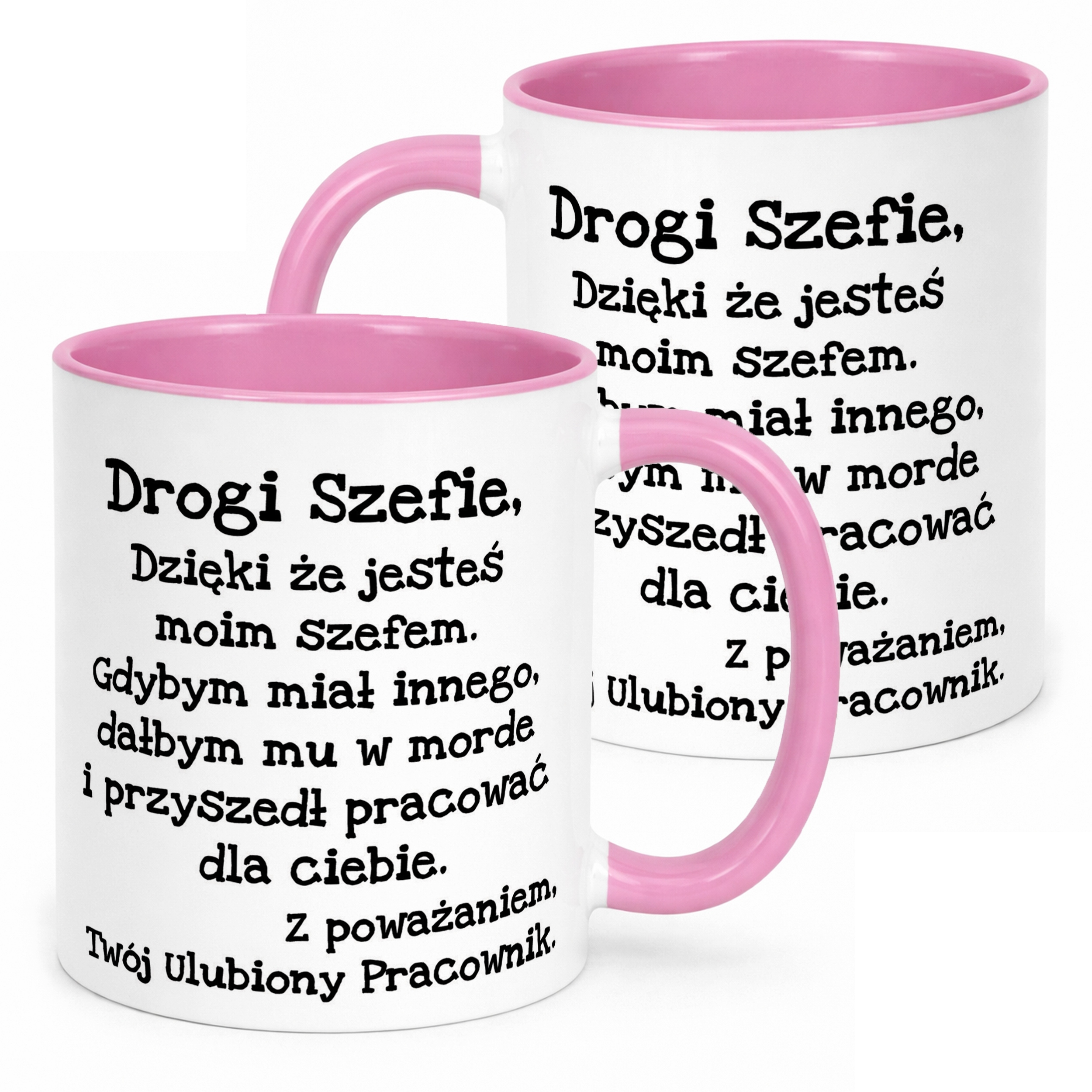 Kubek Różowy Drogi Szefie Dla Szefa Zabawny Prezent Praca