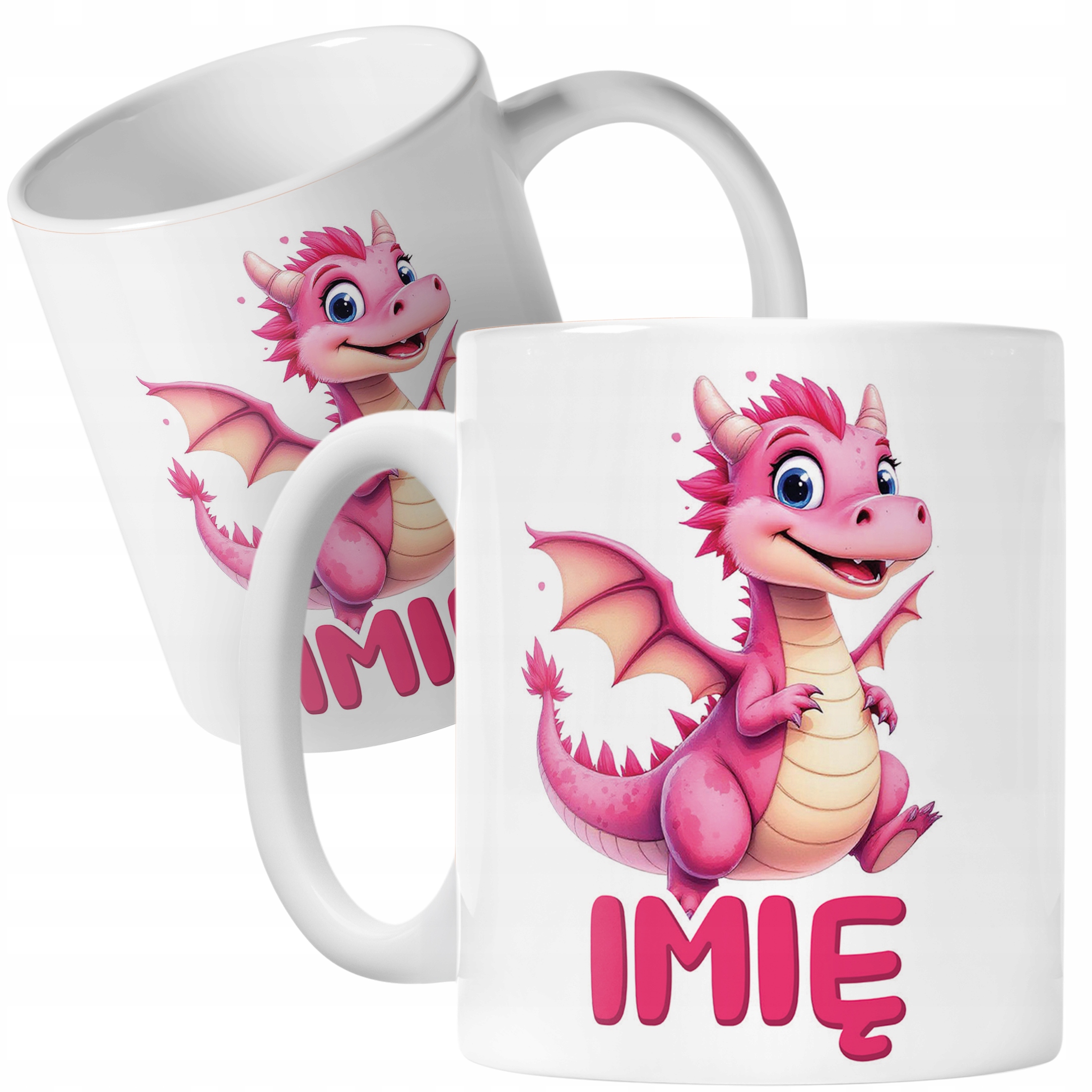 Kubek ceramiczny personalizowany Smok Zwierzak Słodki Dla Dzieci