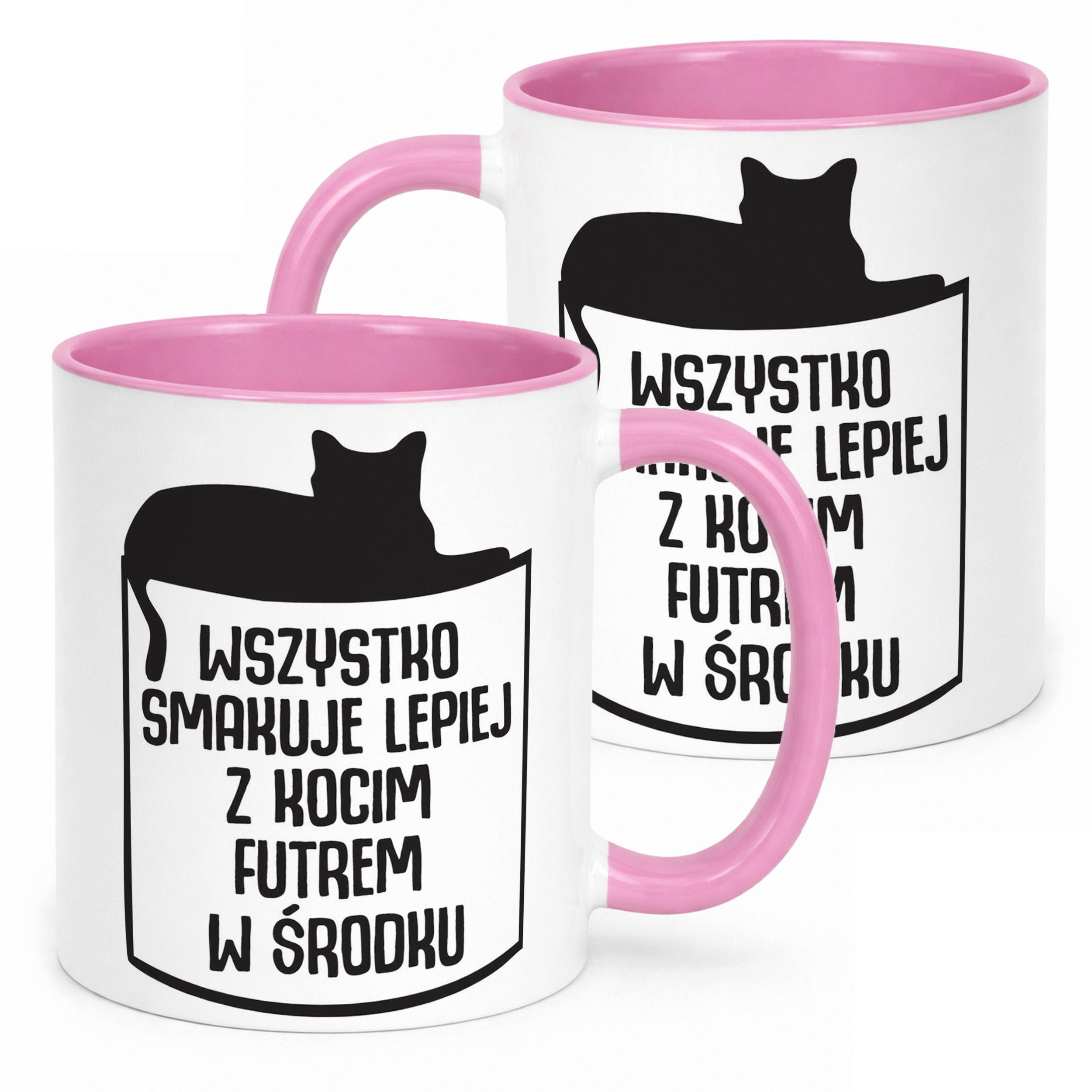 Kubek Różowy Wszystko Lepiej Smakuje Z Kocim Futrem Kot Prezent