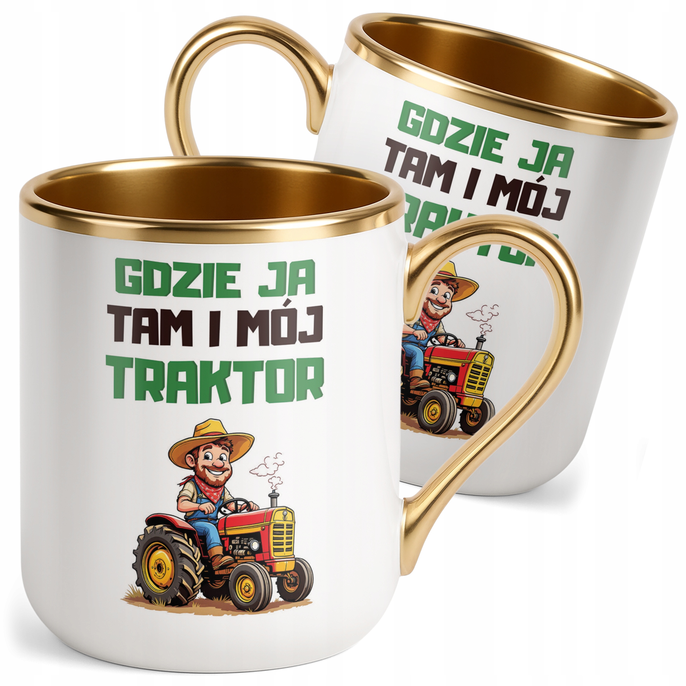 Kubek Premium Złoty Rolnik Dla Rolnika Traktor Zabawny Prezent