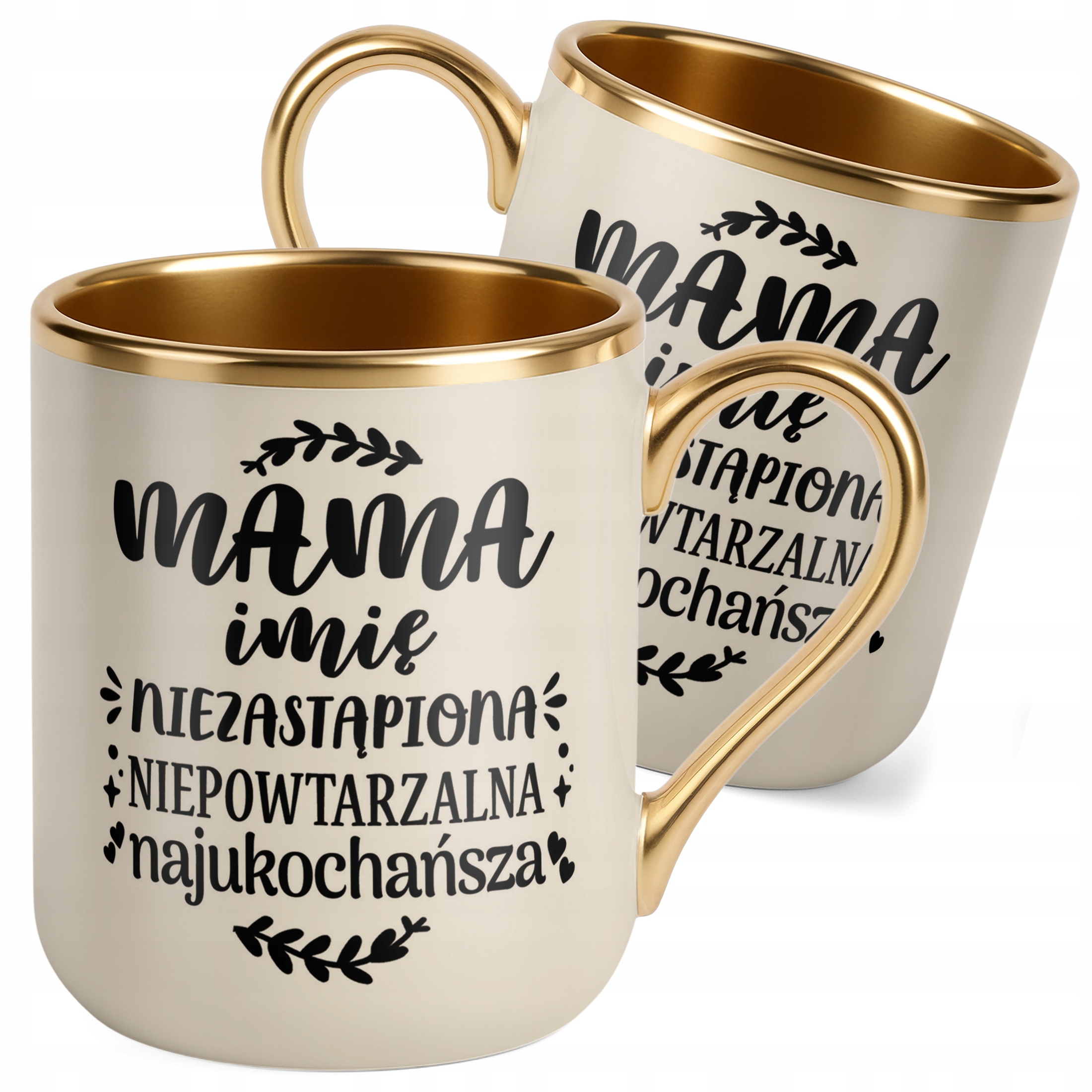 Kubek Premium Złoty Ecru Personalizowany Dzień Matki Dla Mamy