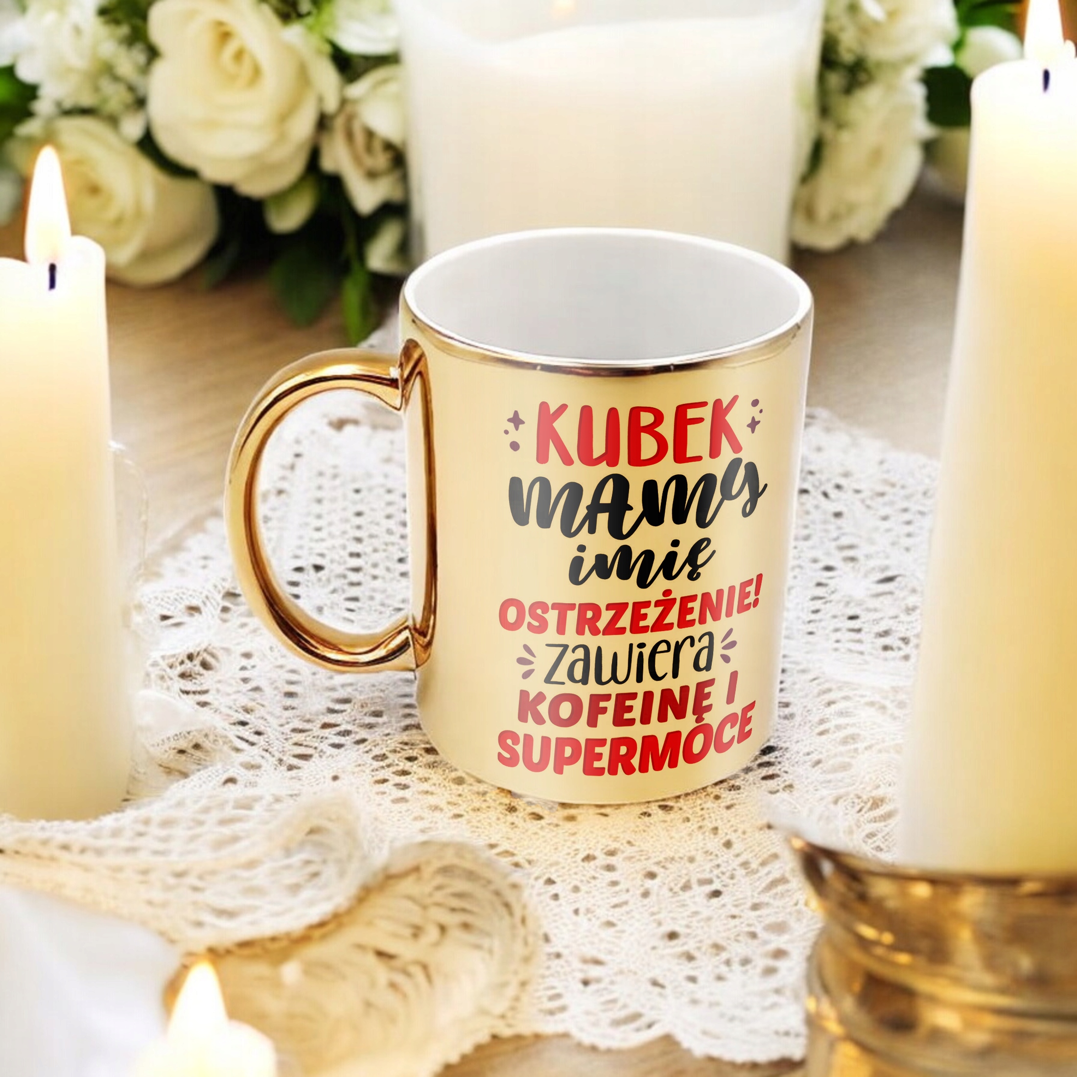 Złoty Kubek ceramiczny Personalizowany Dzień Matki Dla Mamy Prezent