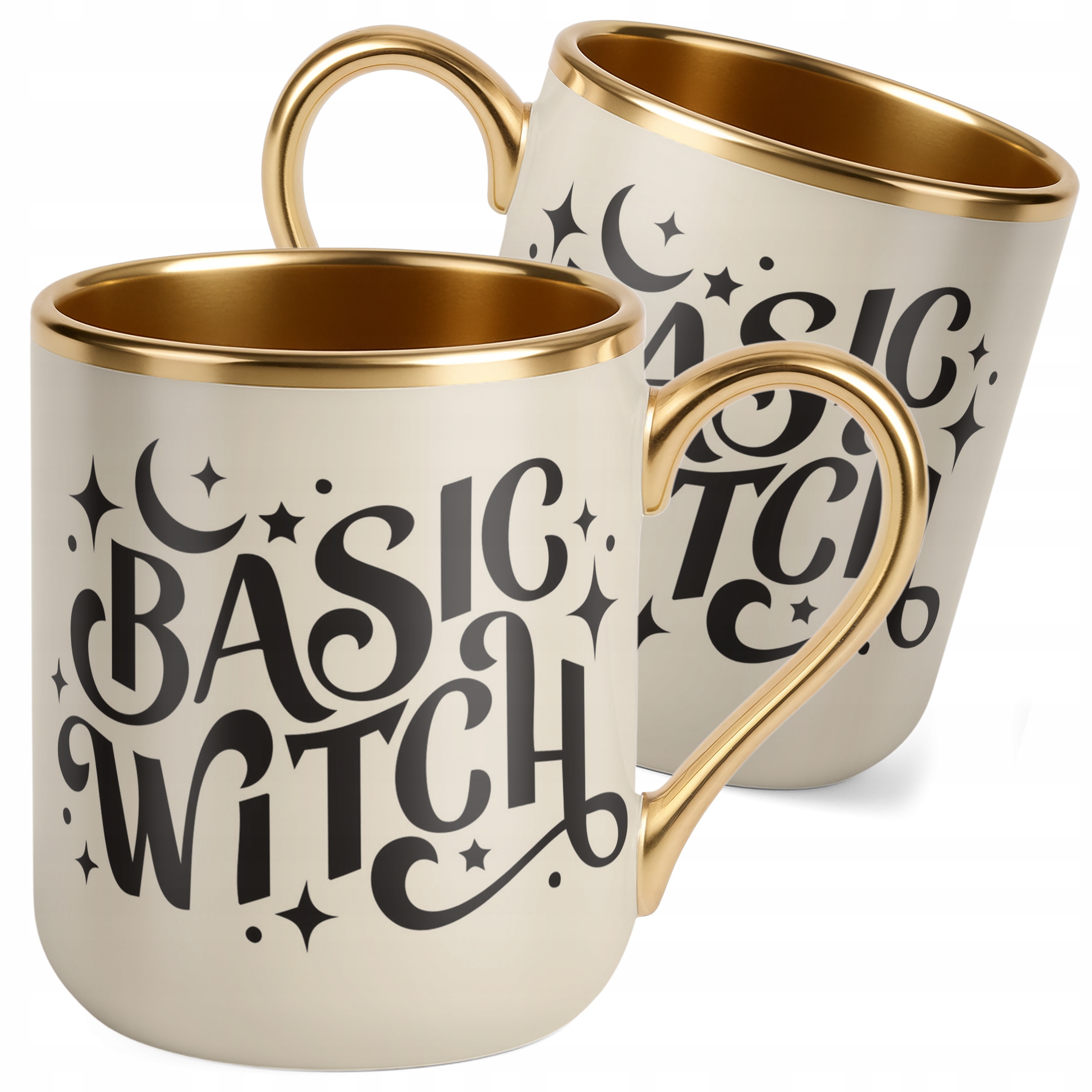 Kubek Premium Złoty Ecru Halloween Basic Witch Jesień Wiedźma Prezent