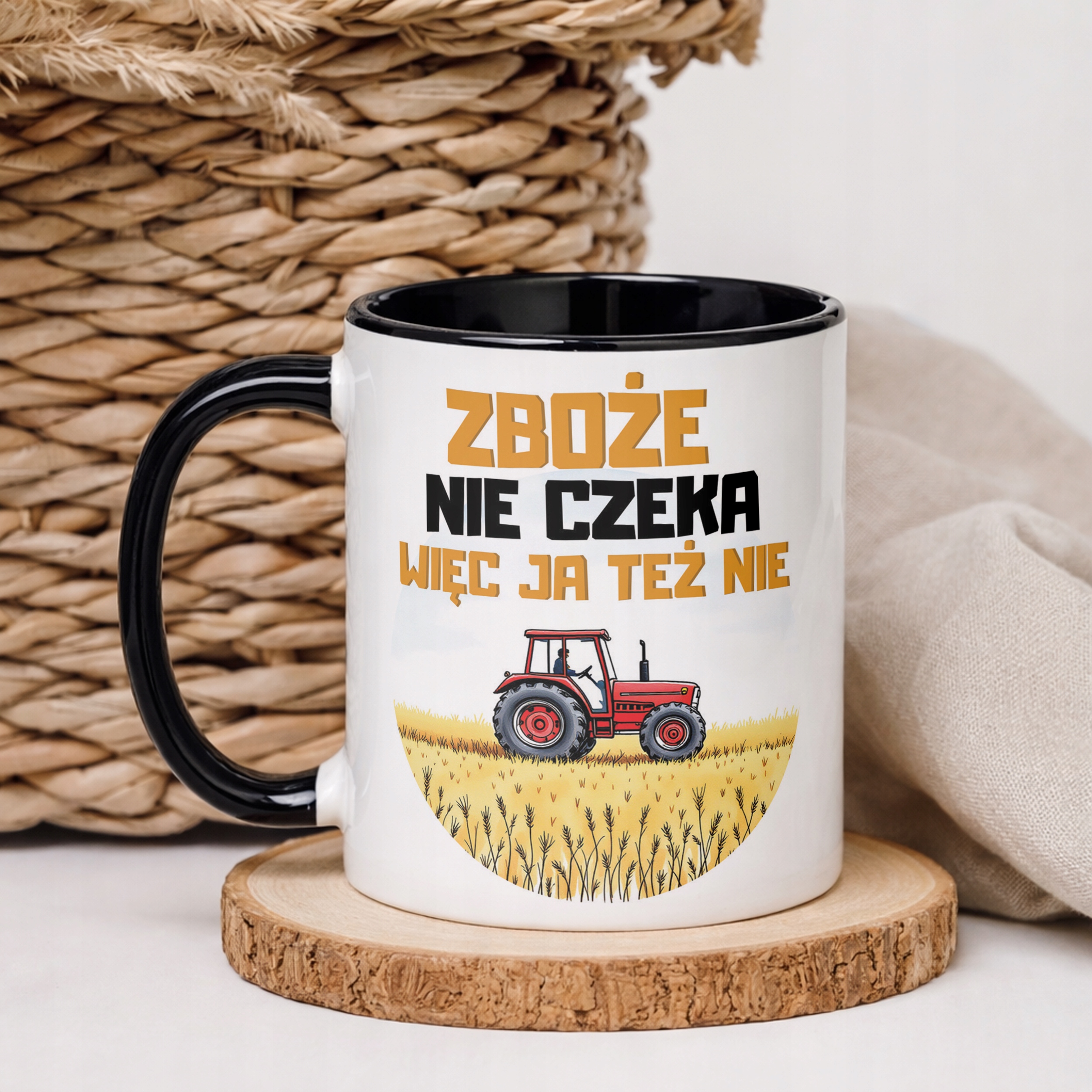 Kubek Czarny Rolnik Dla Rolnika Traktor Zabawny Prezent Upominek