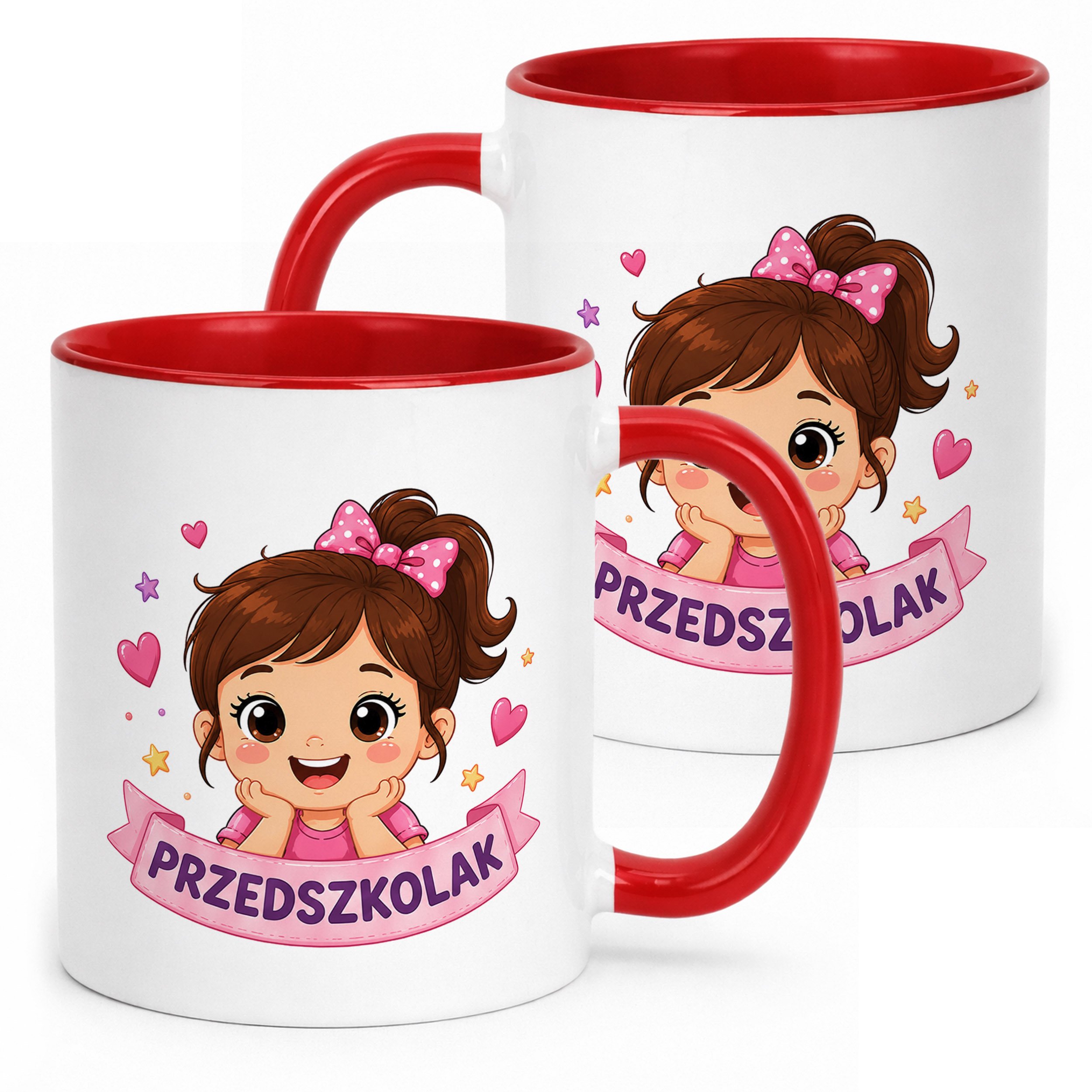 Kubek Czerwony z nadrukiem Przedszkolak Szkoła Dla Dzieci Prezent