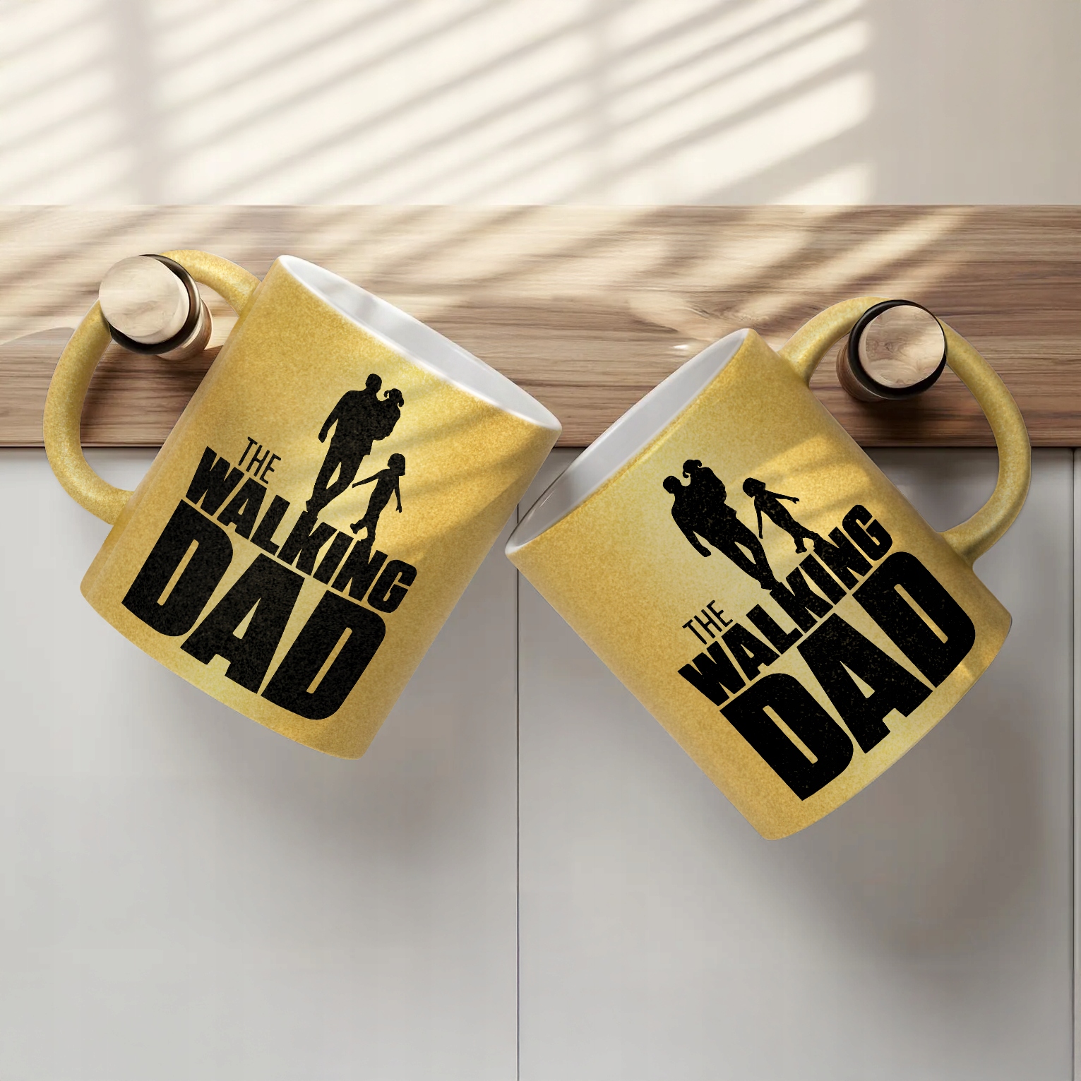 Złoty kubek brokatowy Dzień Ojca Dla Taty The Walking Dad Prezent