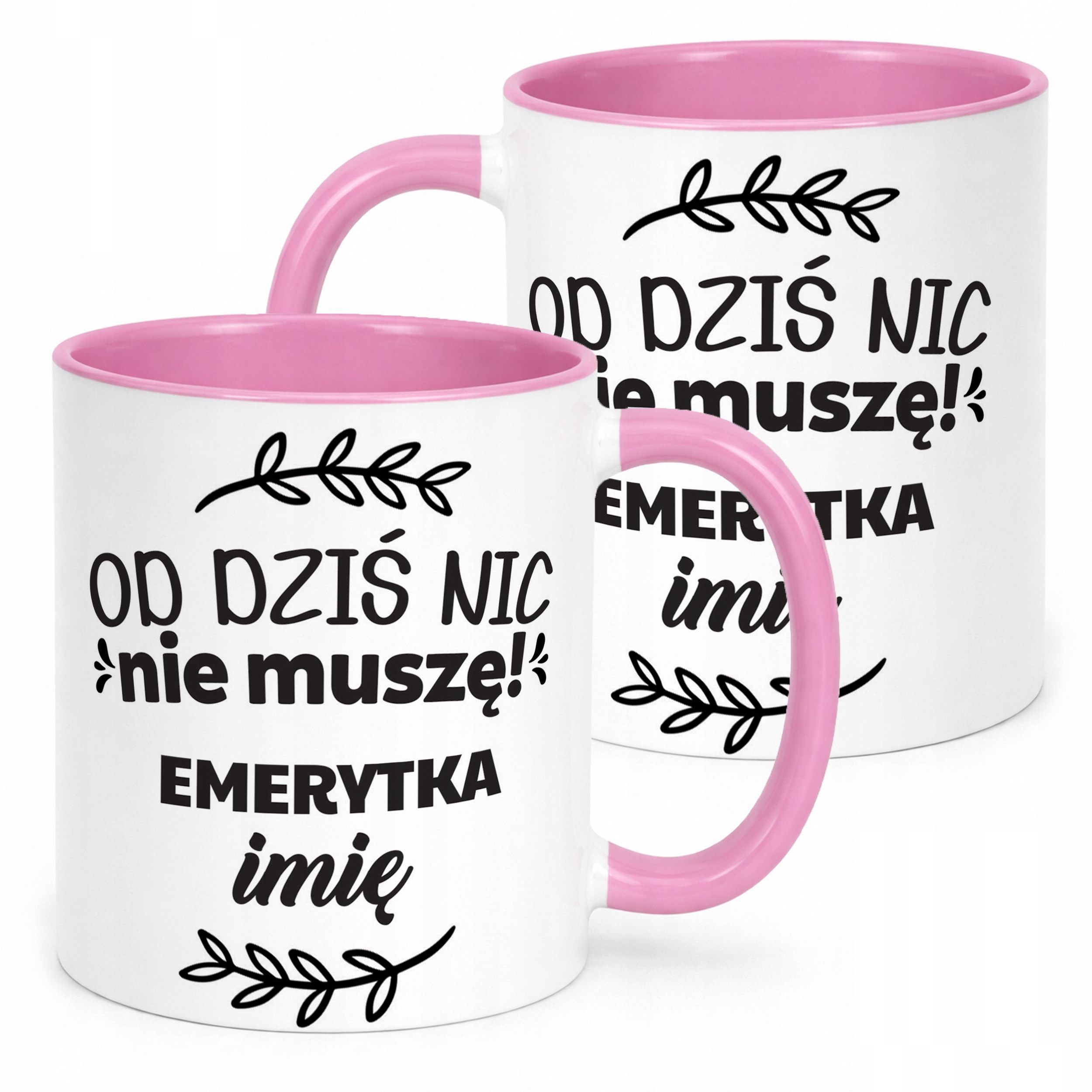 Kubek Różowy Personalizowany z okazji Emerytury Dla Emerytki Prezent