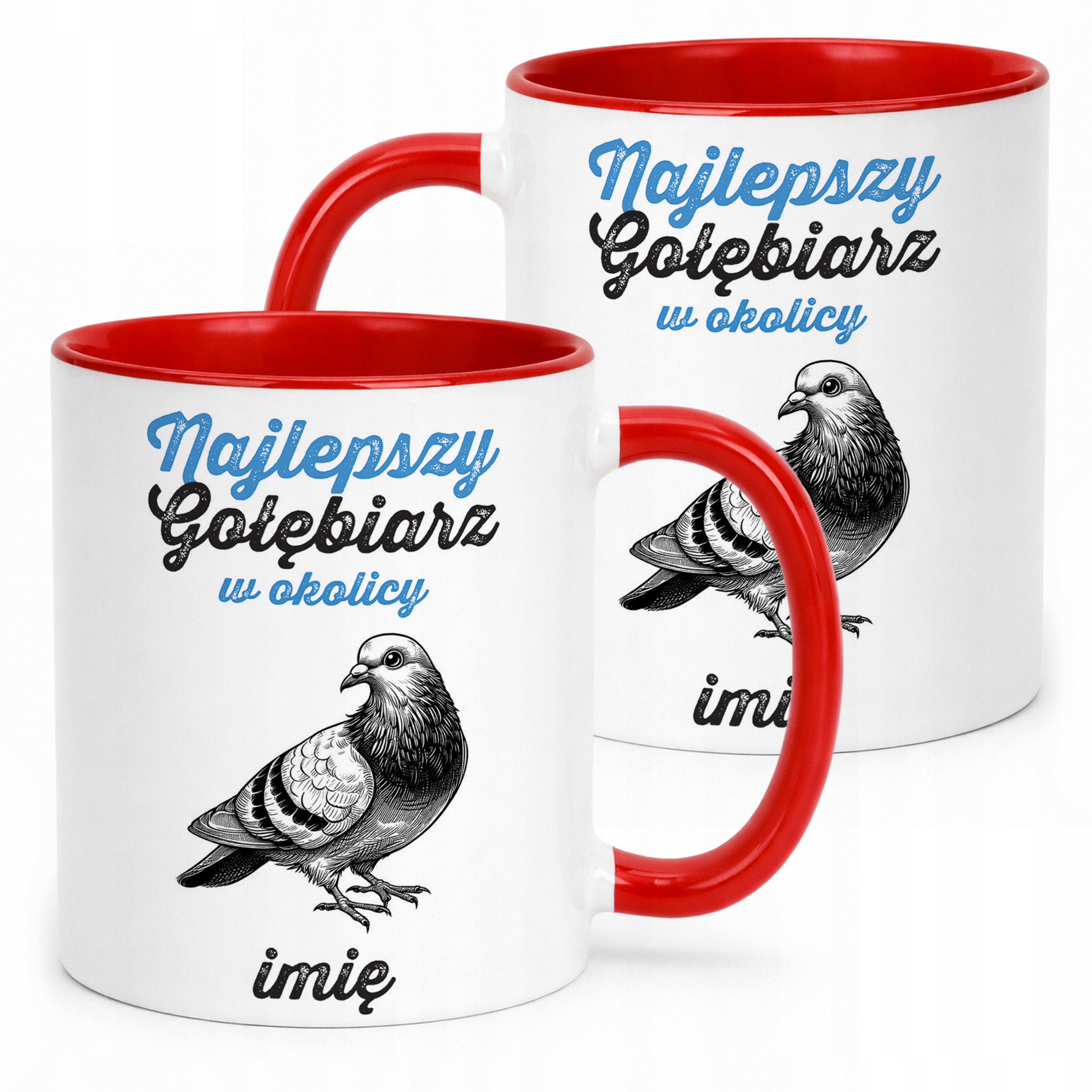 Kubek Czerwony Personalizowany Dla Gołębiarza Prezent Dla Hodowcy Gołębi