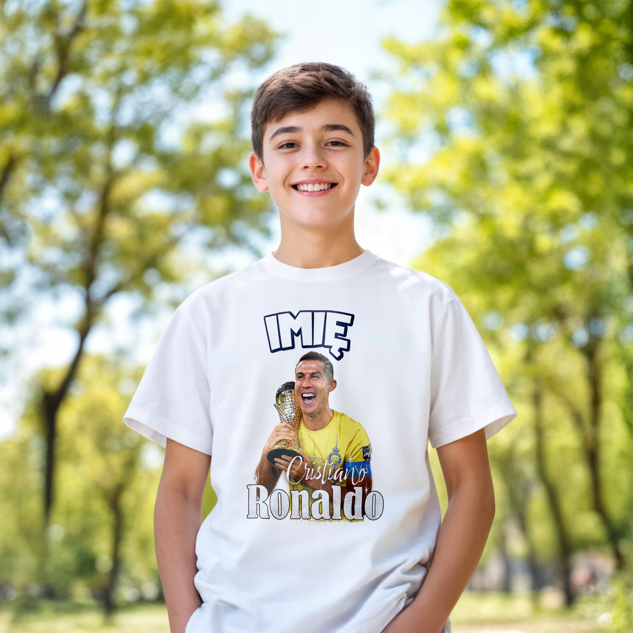 Koszulka personalizowana biała dziecięca Cristano Ronaldo Al-Nassr r. 122