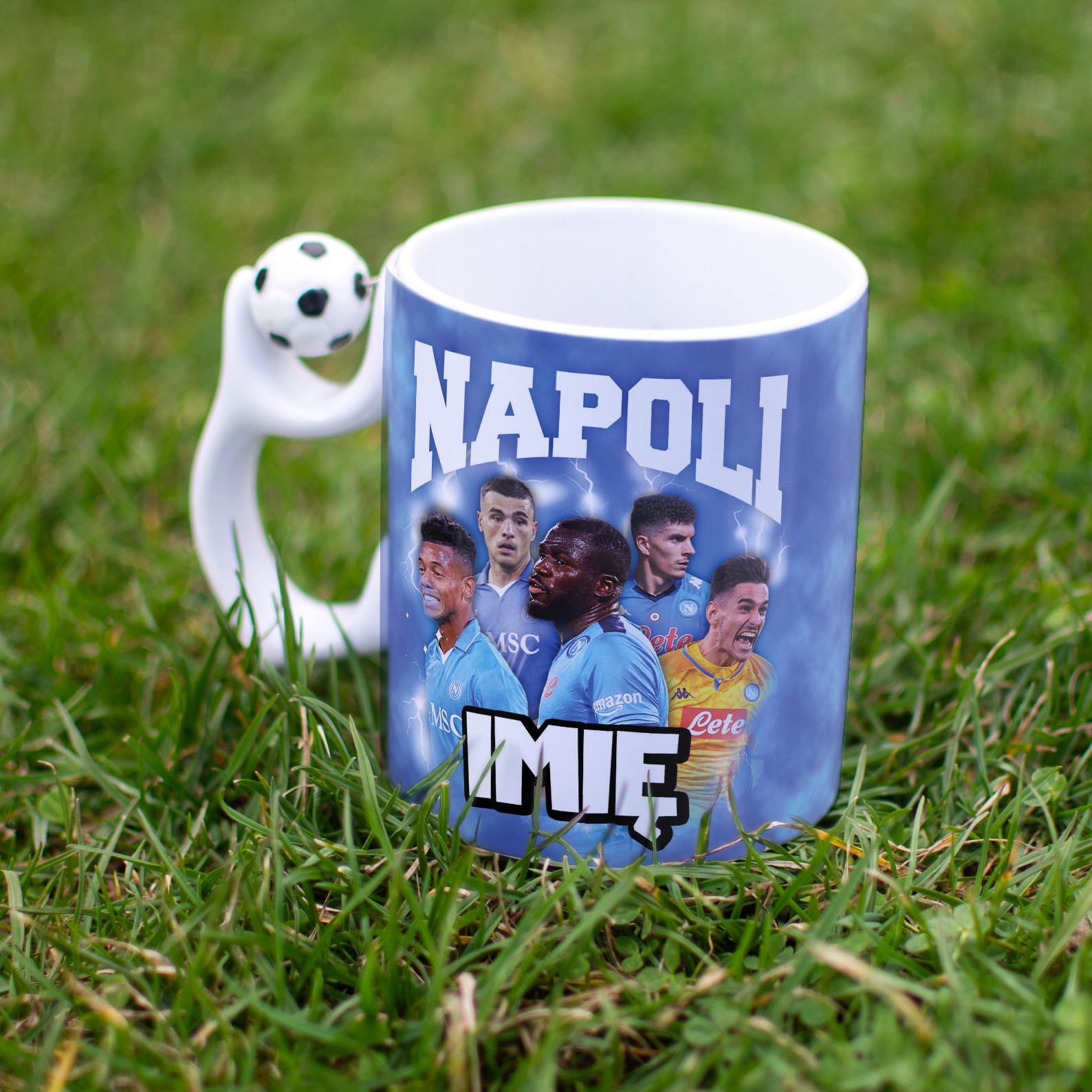 Kubek piłkarski personalizowany Napoli Lukaku Neres Di Lorenzo dla kibiców