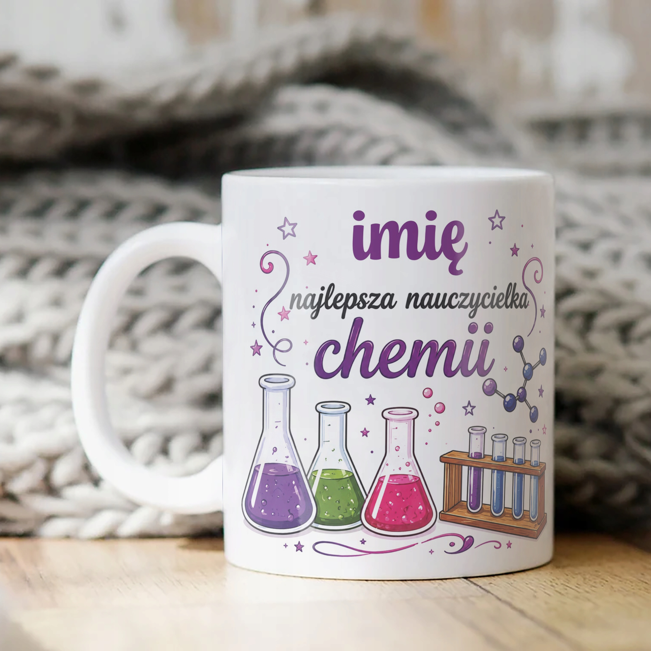 Kubek z Imieniem Dzień Nauczyciela Zakończenie Roku Chemia Prezent