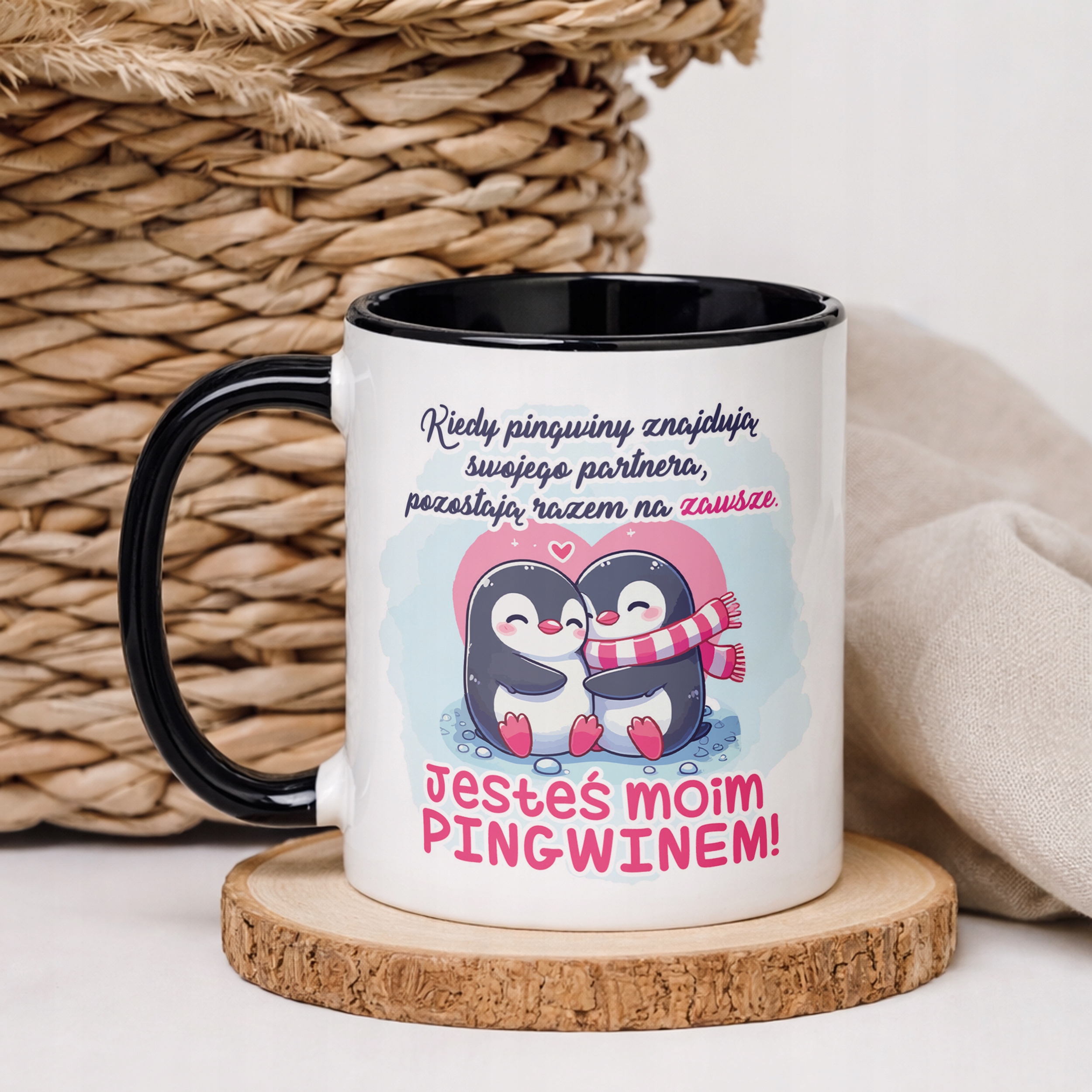 Kubek Czarny Walentynki Miłość Prezent Upominek Dla Drugiej Połowy