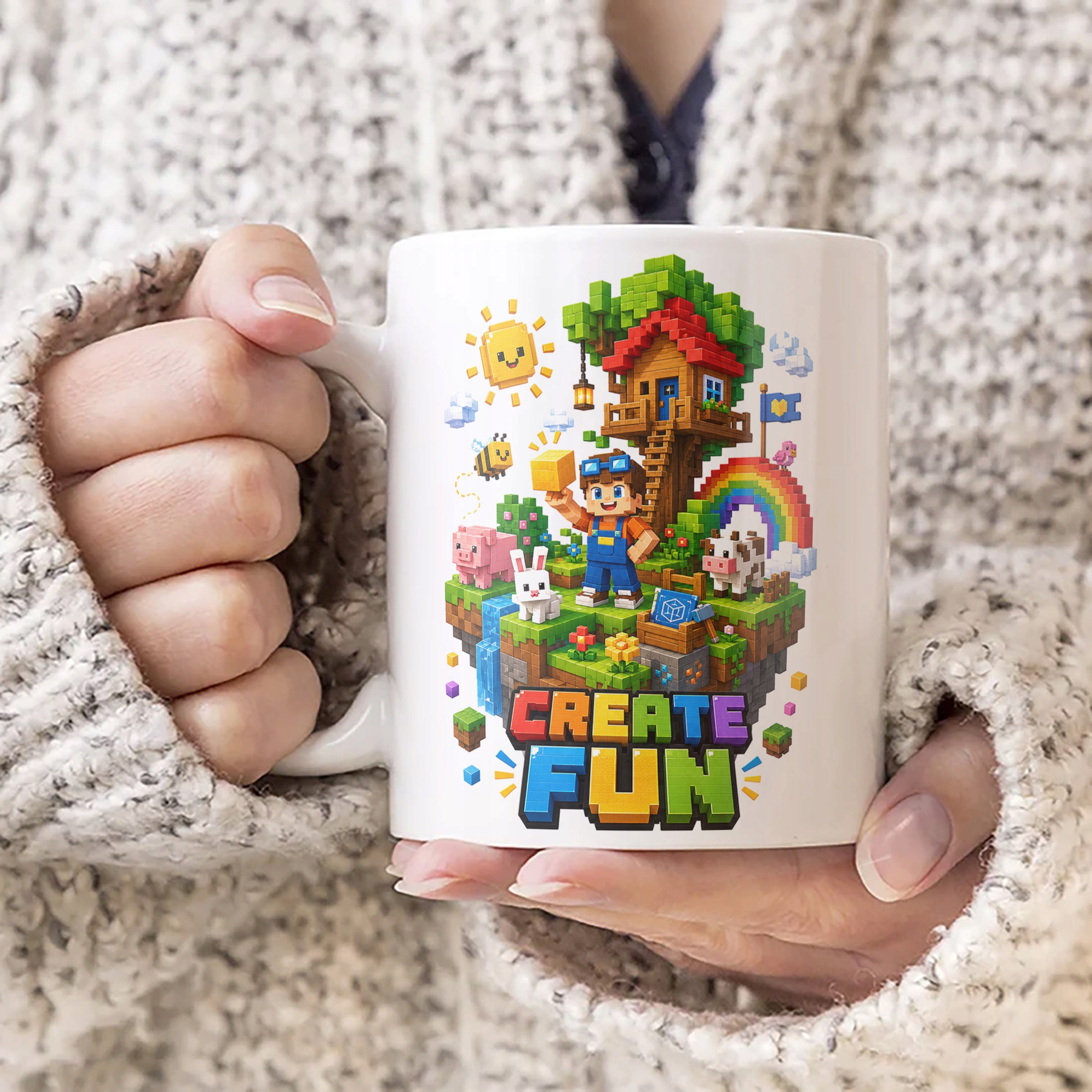 Zestaw Plecak Worek Kubek Z Nadrukiem PIXEL GRA Dla Dzieci Prezent
