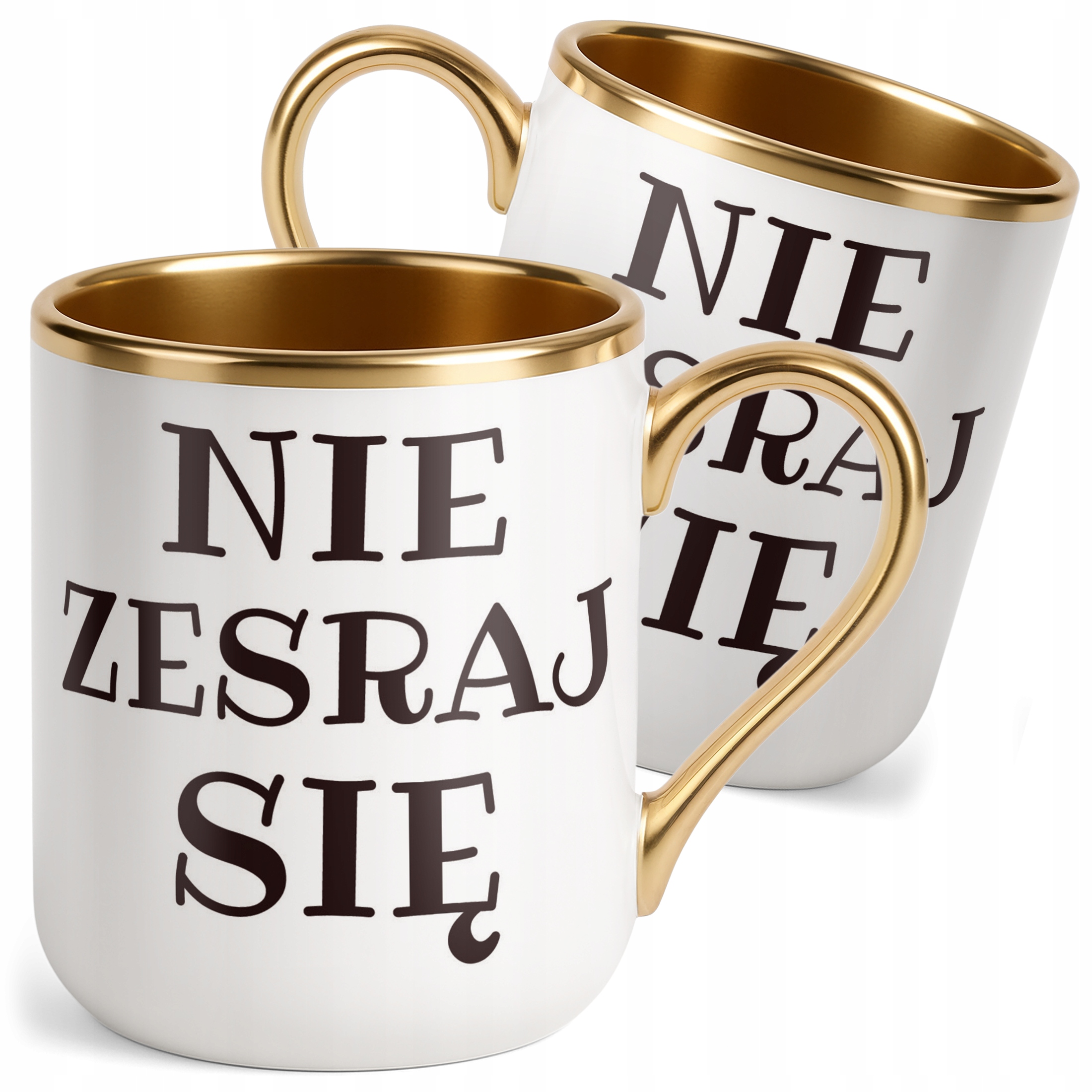 Kubek Premium Złoty Nie Zesraj Się Śmieszny Zabawny Prezent