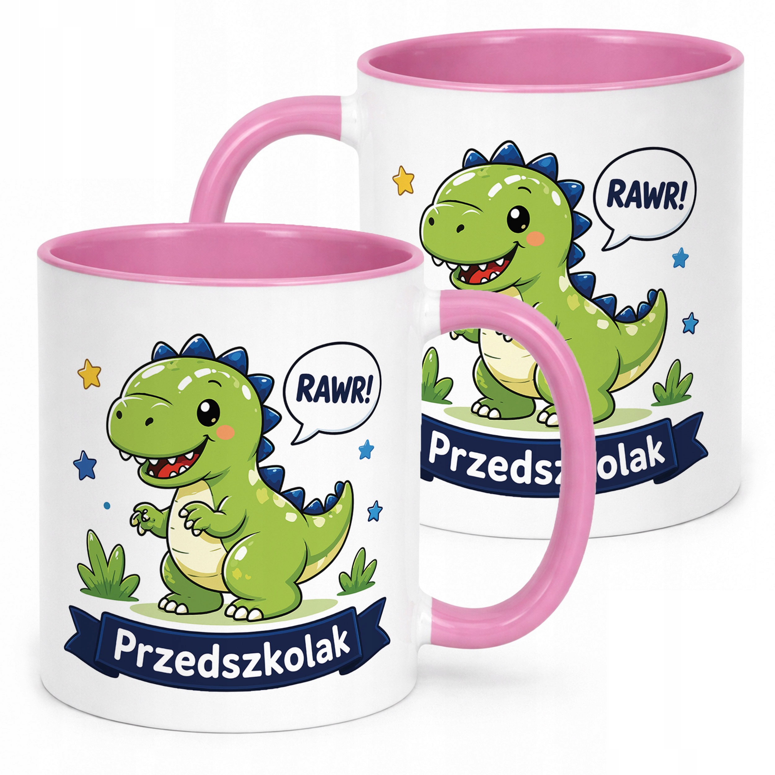 Kubek Różowy z nadrukiem Przedszkolak Szkoła Dla Dzieci Prezent