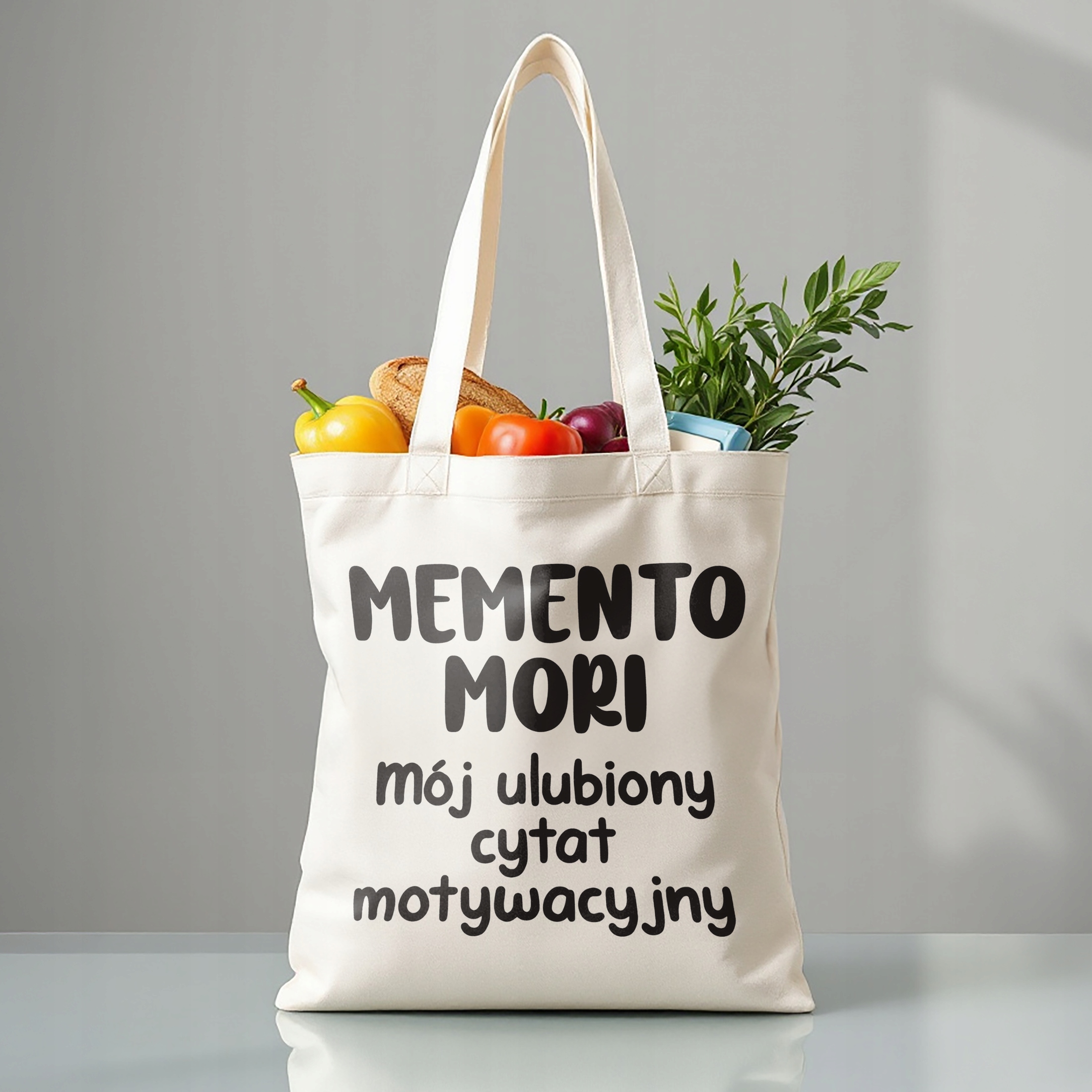 Torba bawełniana premium Memento Mori Cytat Motywacyjny Prezent