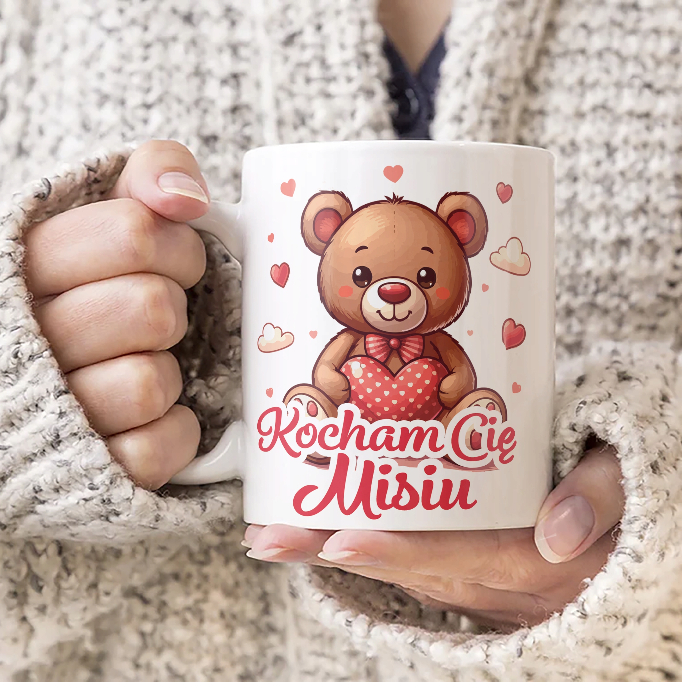 Kubek walentynkowy na Walentynki Kocham Cię Misiu Miś Prezent Upominek