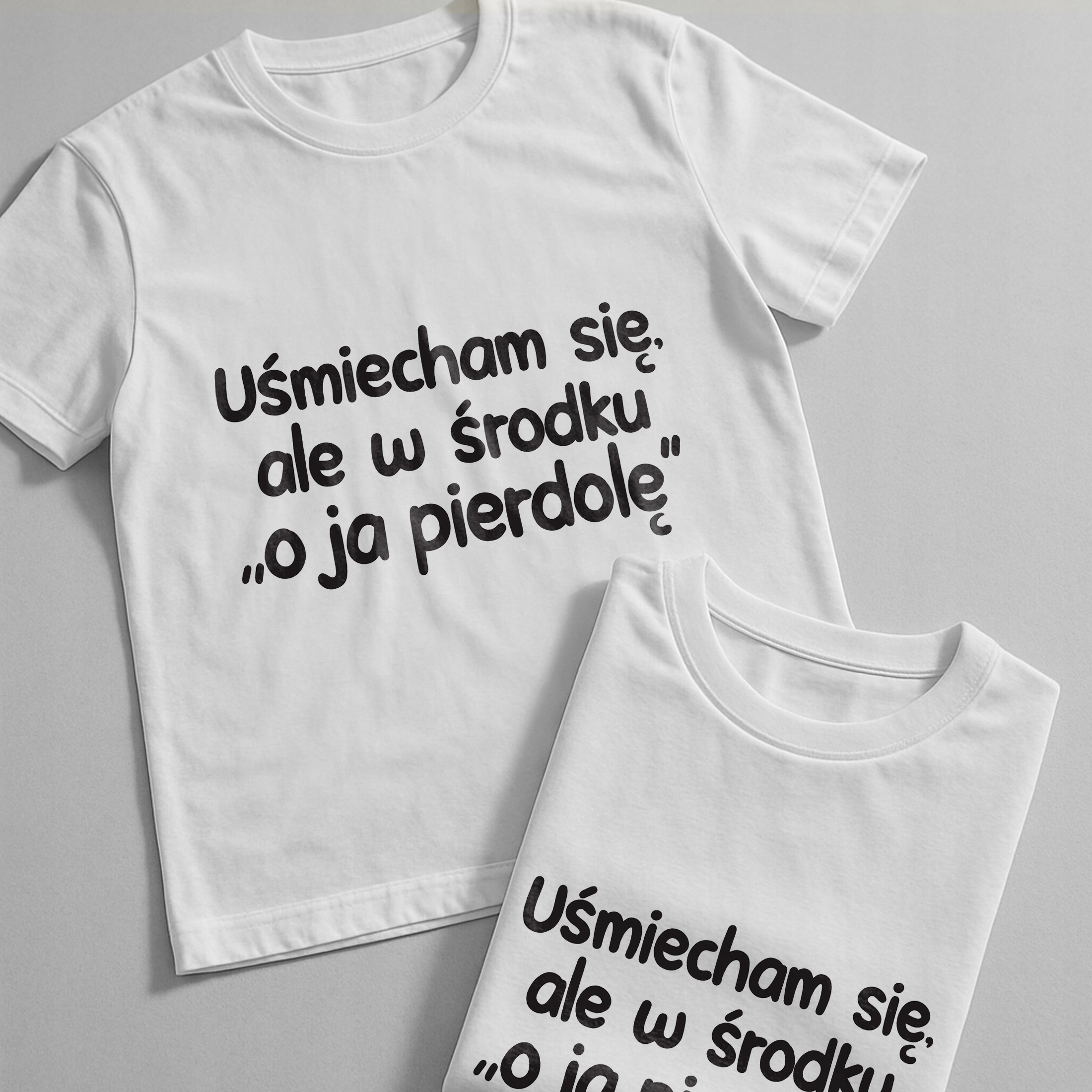 Koszulka biała męska Uśmiecham Się Ale W Środku Zabawny Prezent