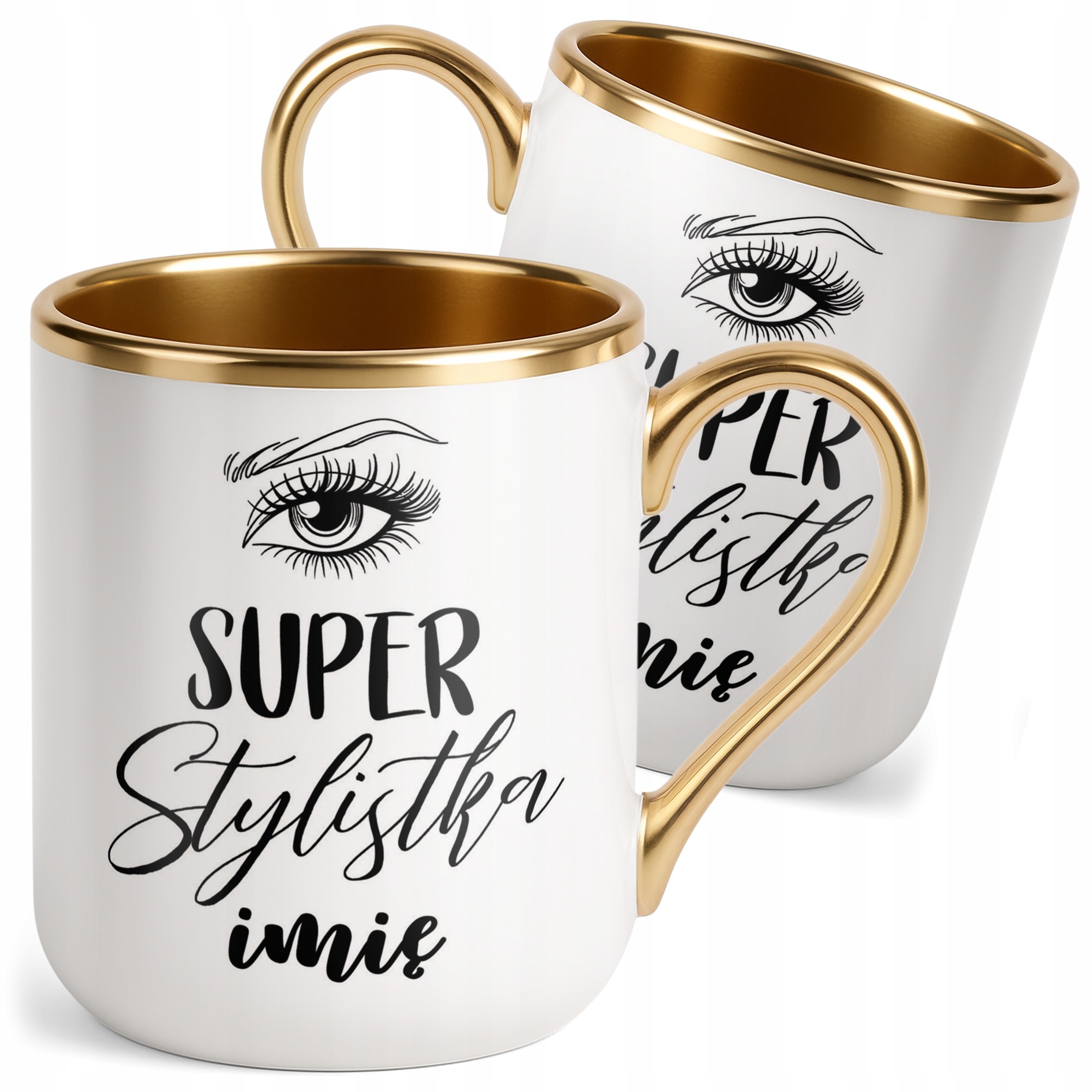 Kubek Premium Złoty Personalizowany Super Stylistka Rzęs Brwi Prezent