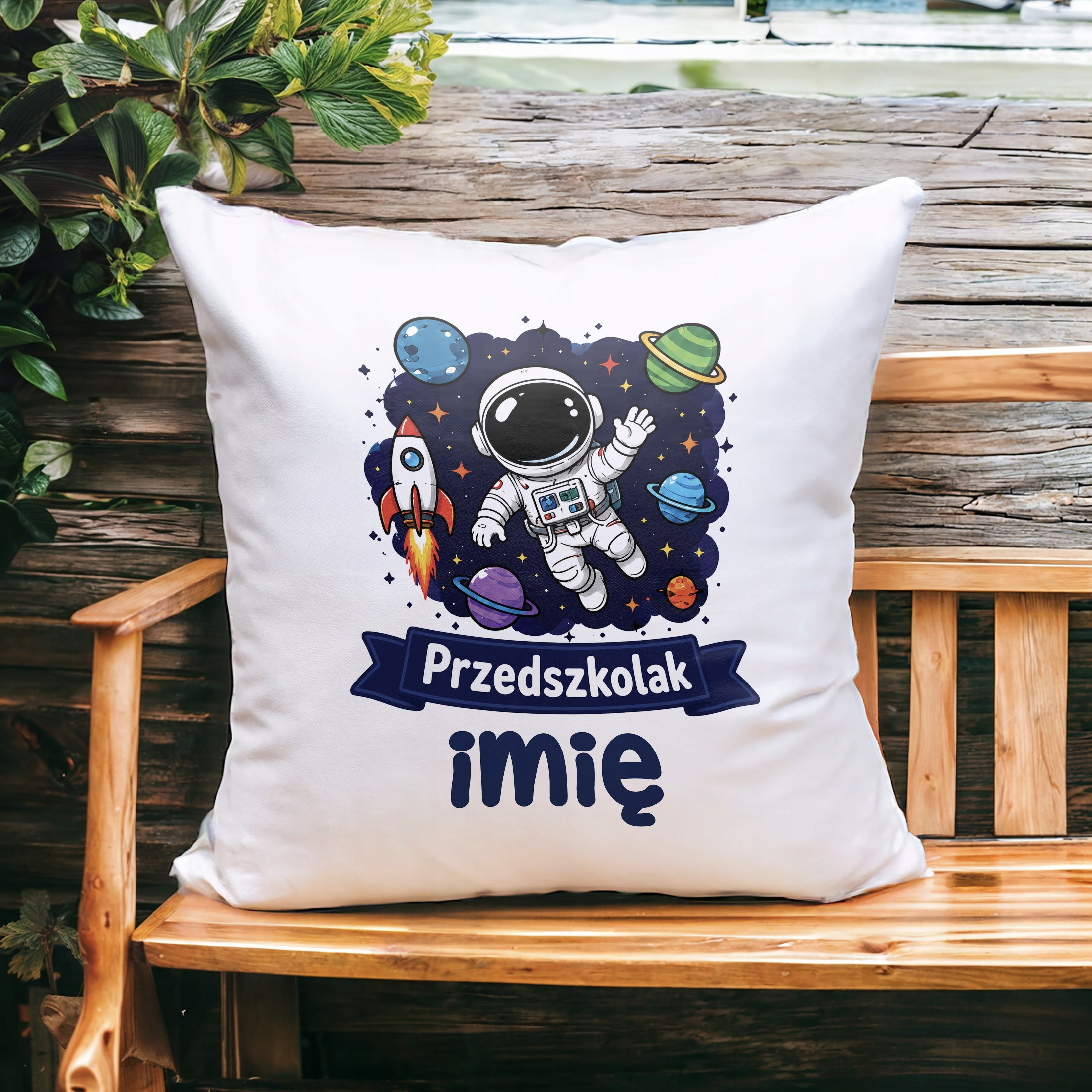 Zestaw Personalizowany Kubek Czerwony Poduszka Przedszkolak Astronauta