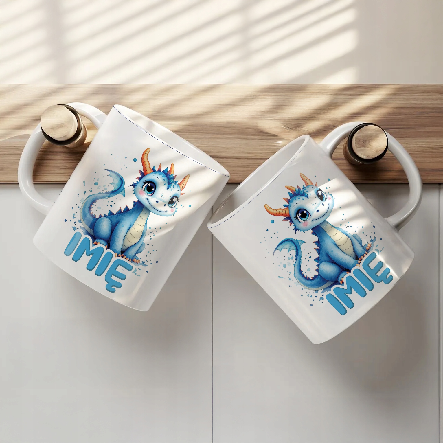 Kubek ceramiczny personalizowany Smok Zwierzak Słodki Dla Dzieci