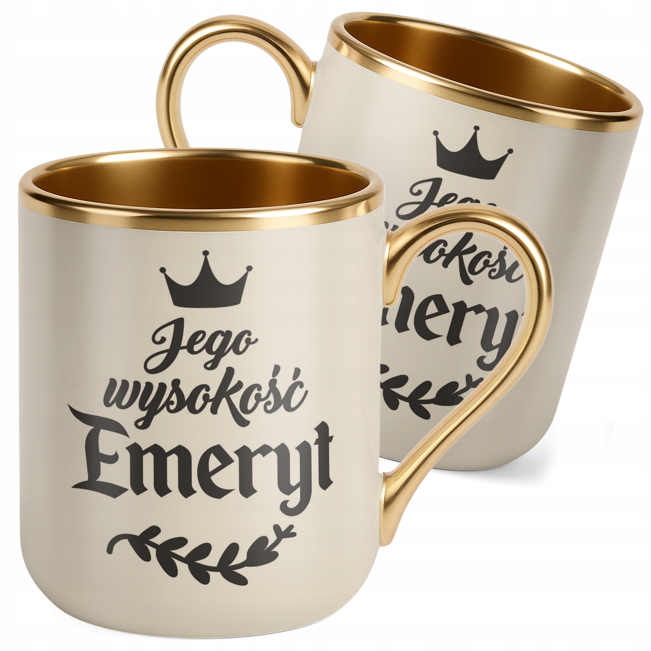 Kubek Premium Złoty Ecru Z okazji Emerytury Dla Emeryta Prezent
