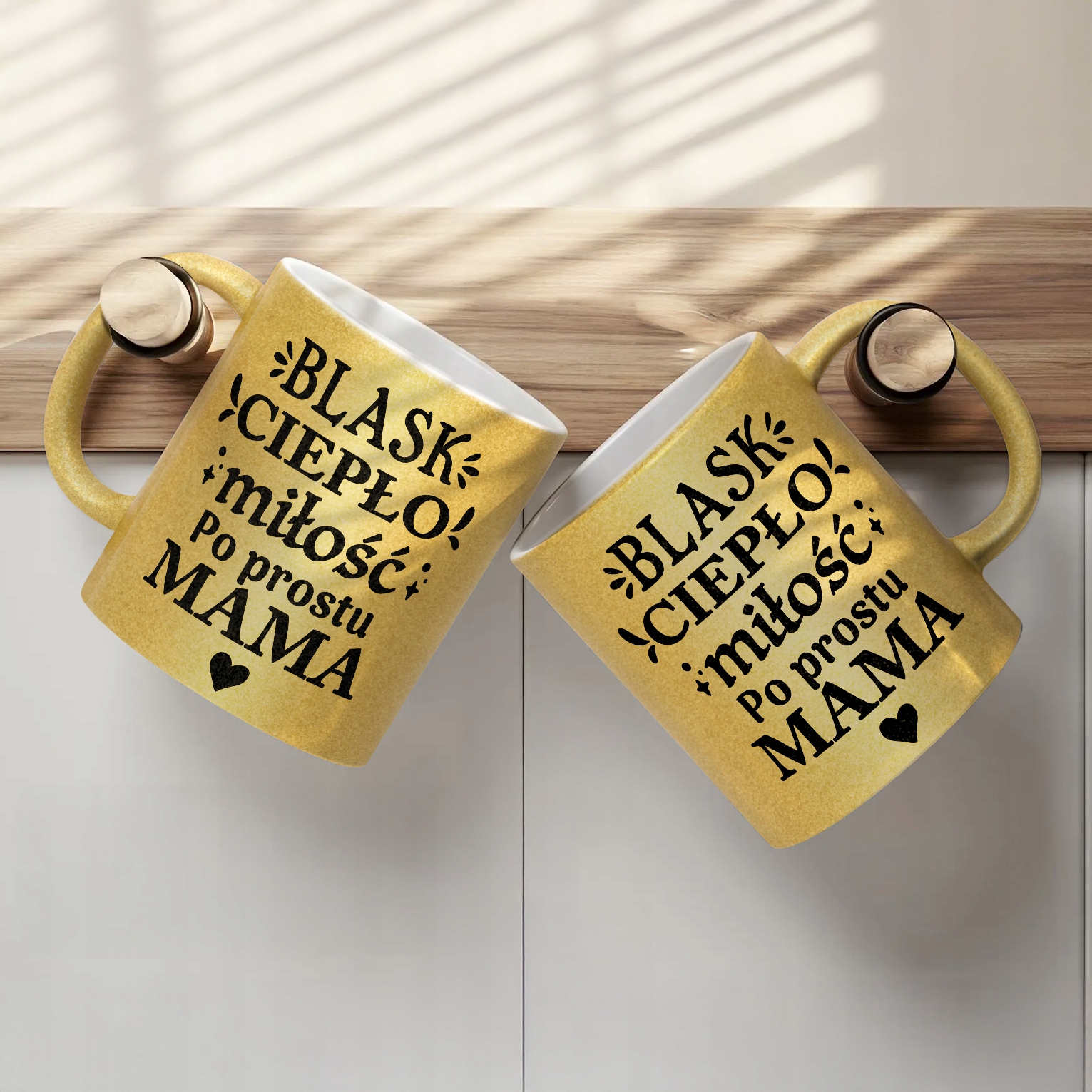 Złoty kubek brokatowy Dzień Matki Dla Mamy Blask Ciepło Miłość