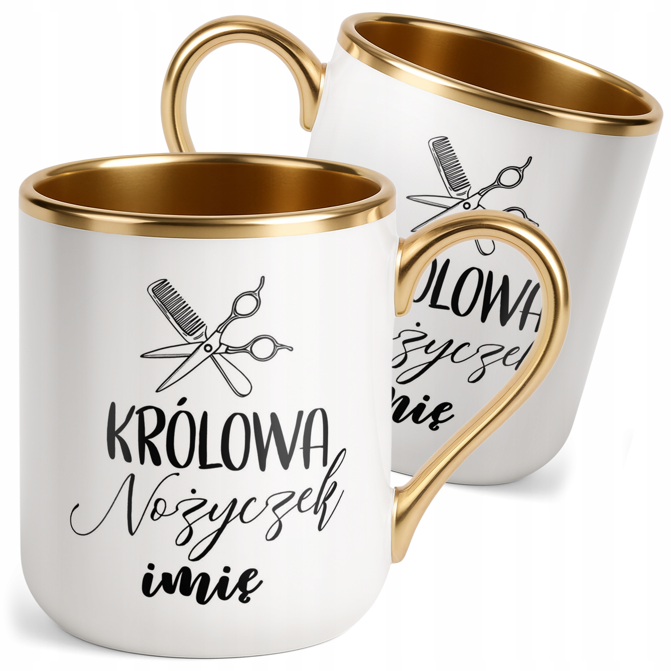Kubek Premium Złoty Personalizowany Królowa Nożyczek Dla Fryzjerki Prezent
