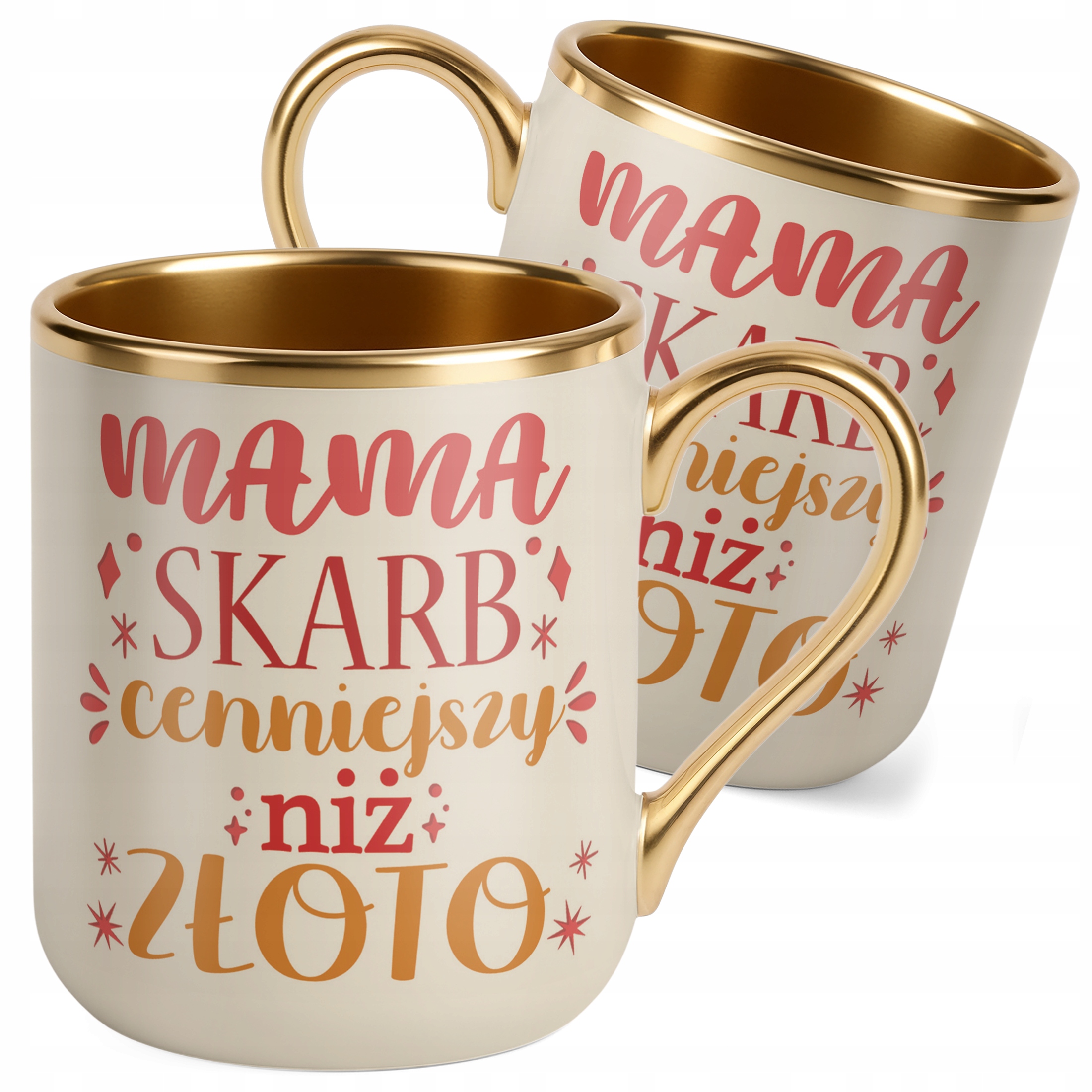 Kubek Premium Złoty Ecru Dzień Matki Dla Mamy Prezent Skarb Cenniejszy