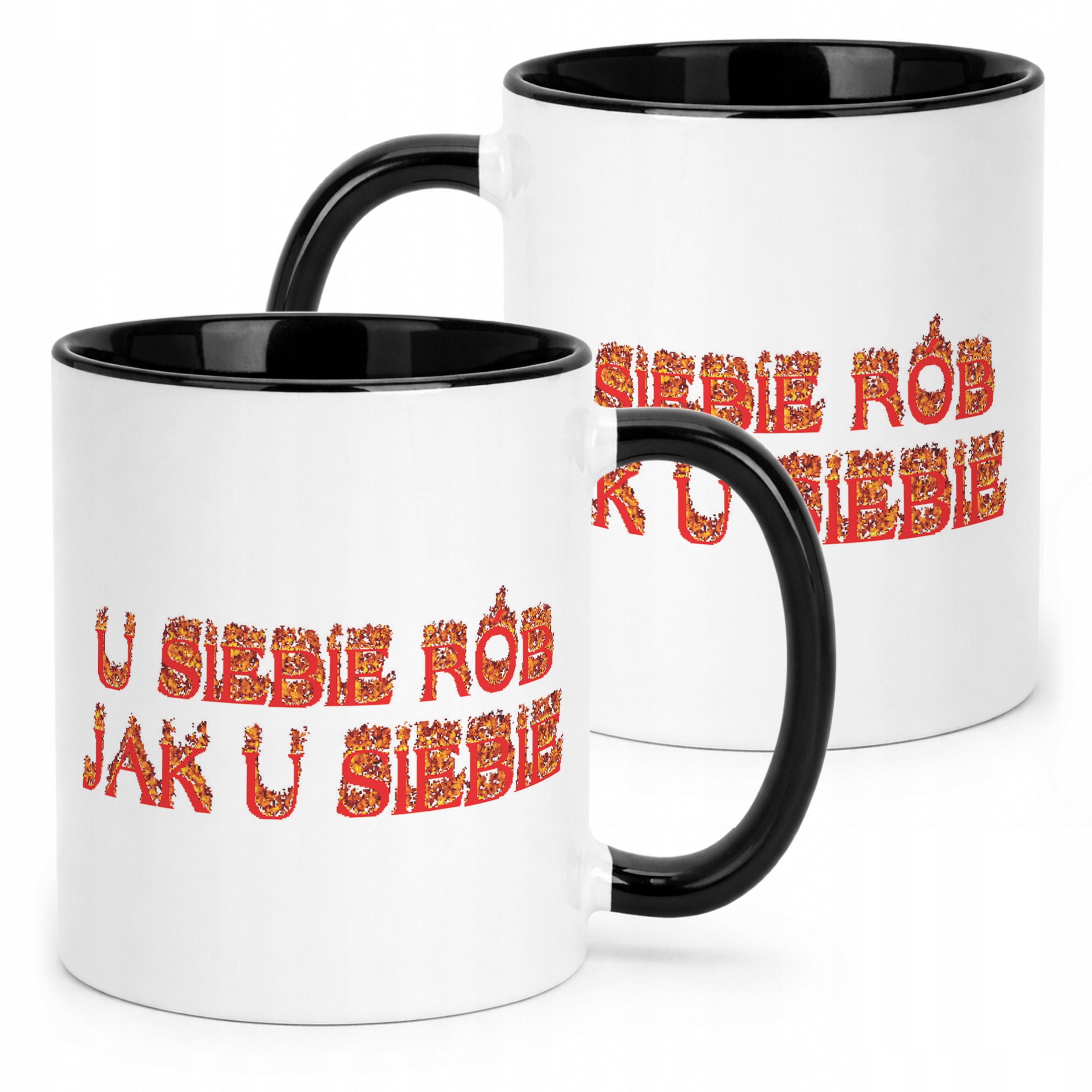 Kubek Czarny U siebie rób jak u siebie Memy Zabawne Prezent