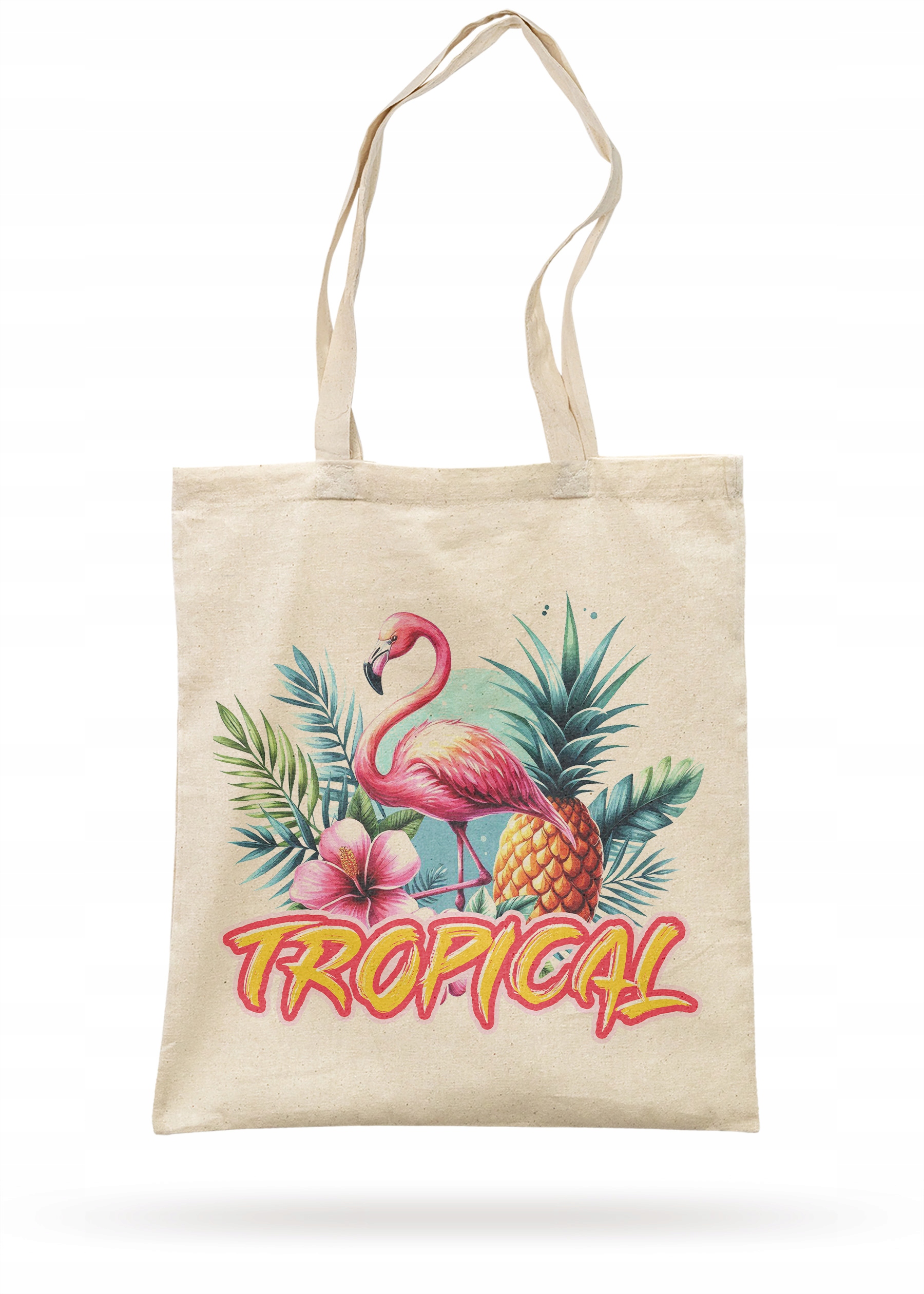 Torba bawełniana na zakupy TROPICAL Egzotyczny Motyw Flaming Ananas Kwiaty