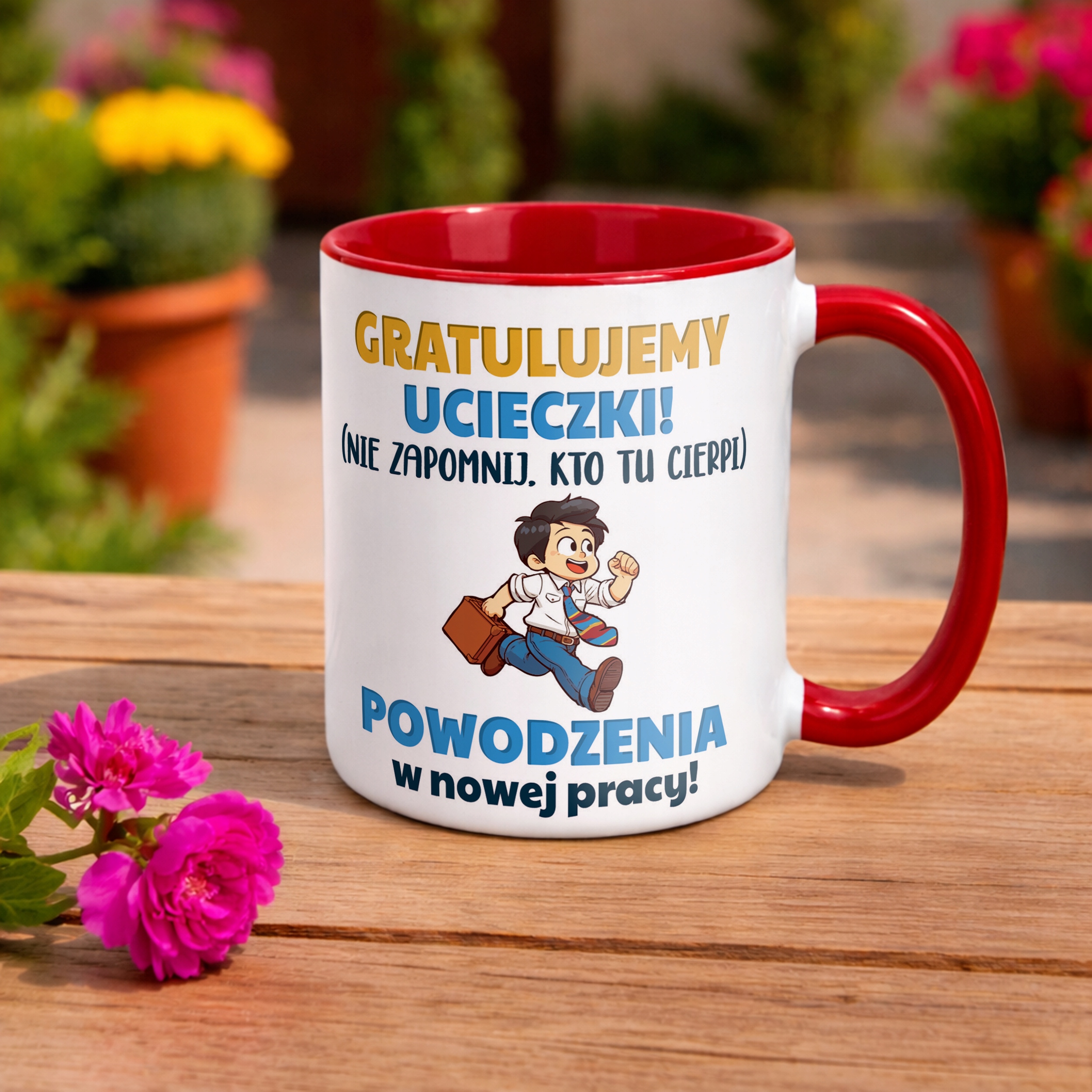 Kubek Czerwony Pożeganie Odejście z Pracy Dla Kolegi Prezent