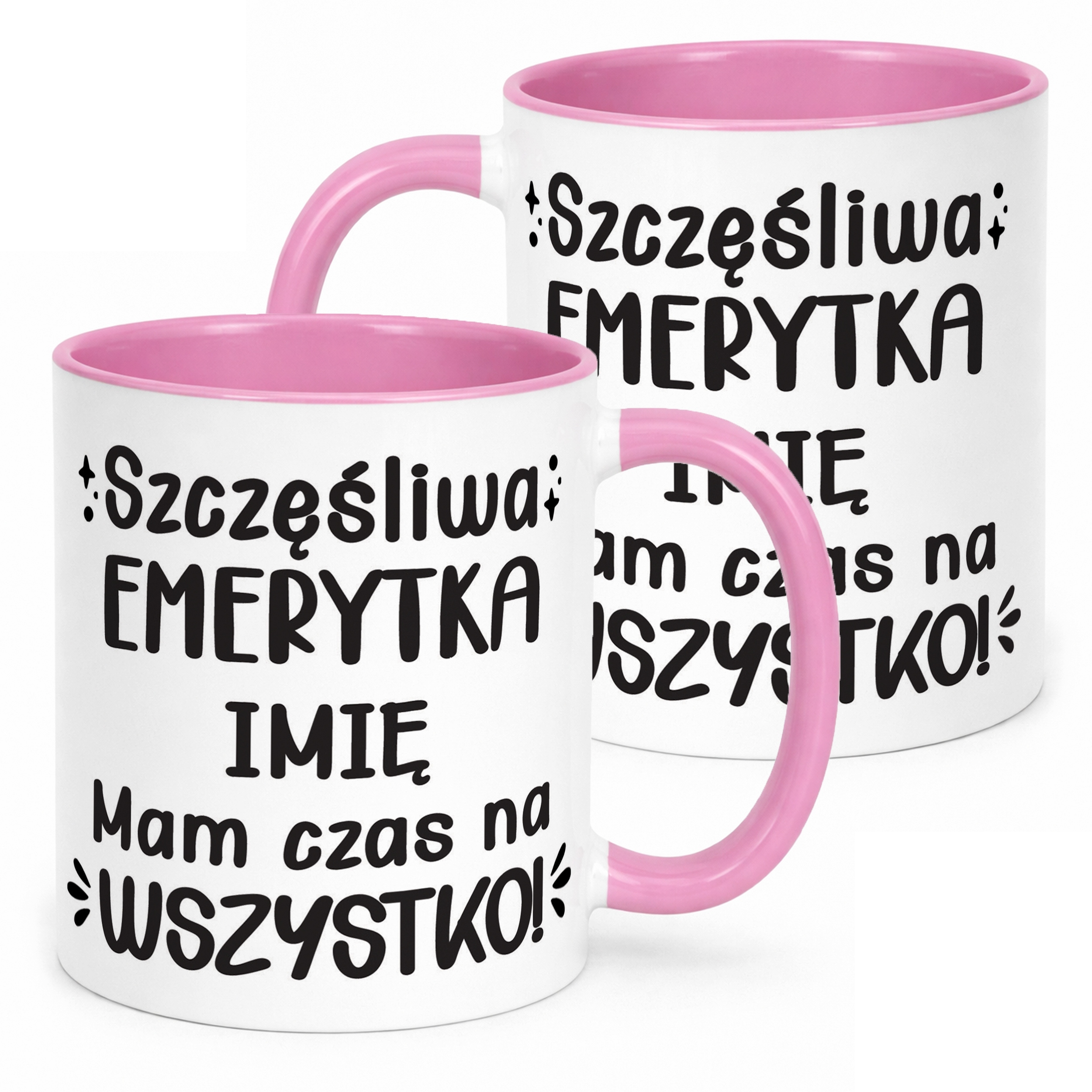 Kubek Różowy Personalizowany z okazji Emerytury Dla Emerytki Prezent
