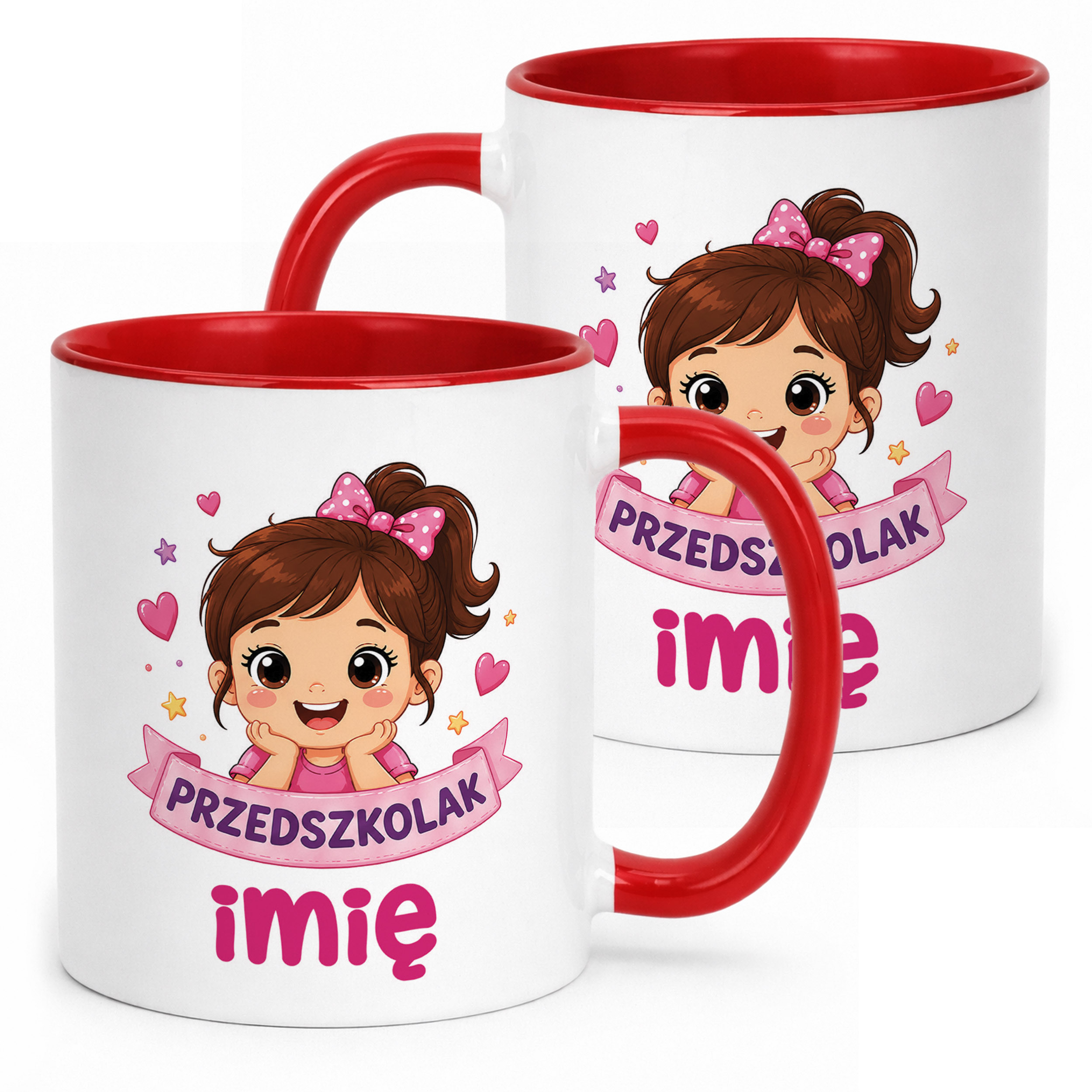 Kubek Czerwony z nadrukiem personalizowany Przedszkolak Szkoła Dla Dzieci