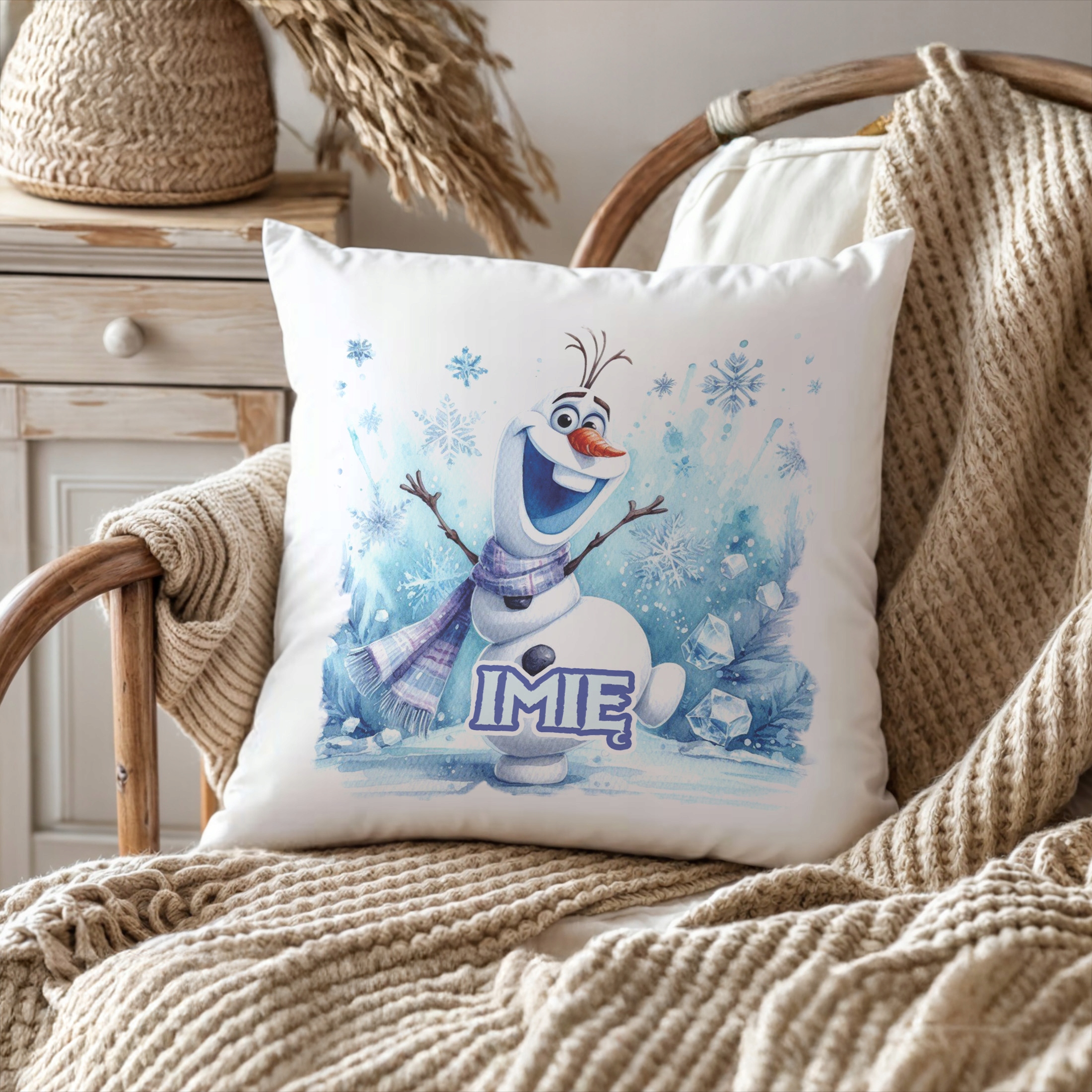 Zestaw Personalizowany Kubek + Poduszka 38×38 cm Kraina Lodu Dla Dzieci