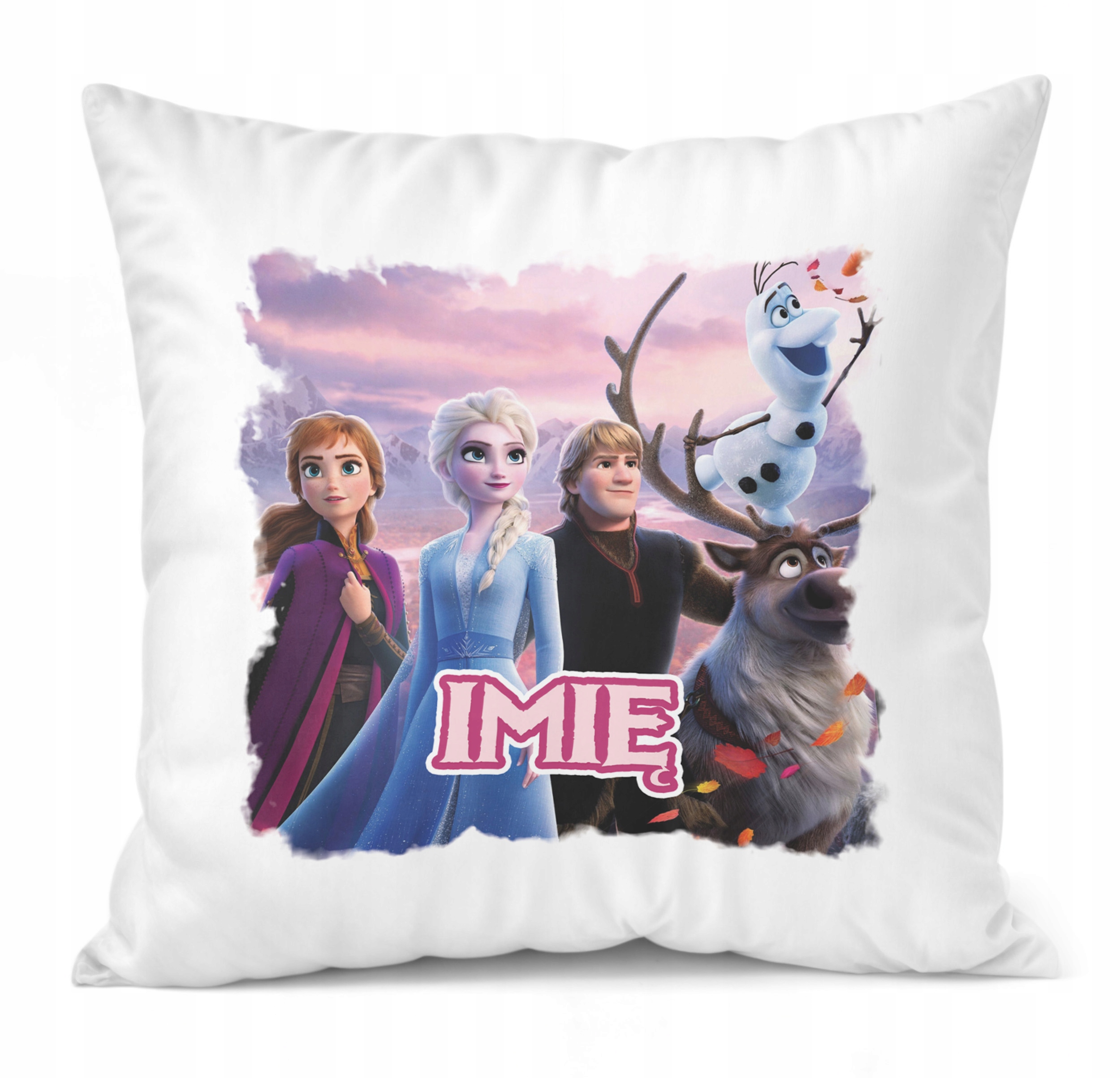 Zestaw Personalizowany Kubek + Poduszka 38×38 cm Kraina Lodu Dla Dzieci