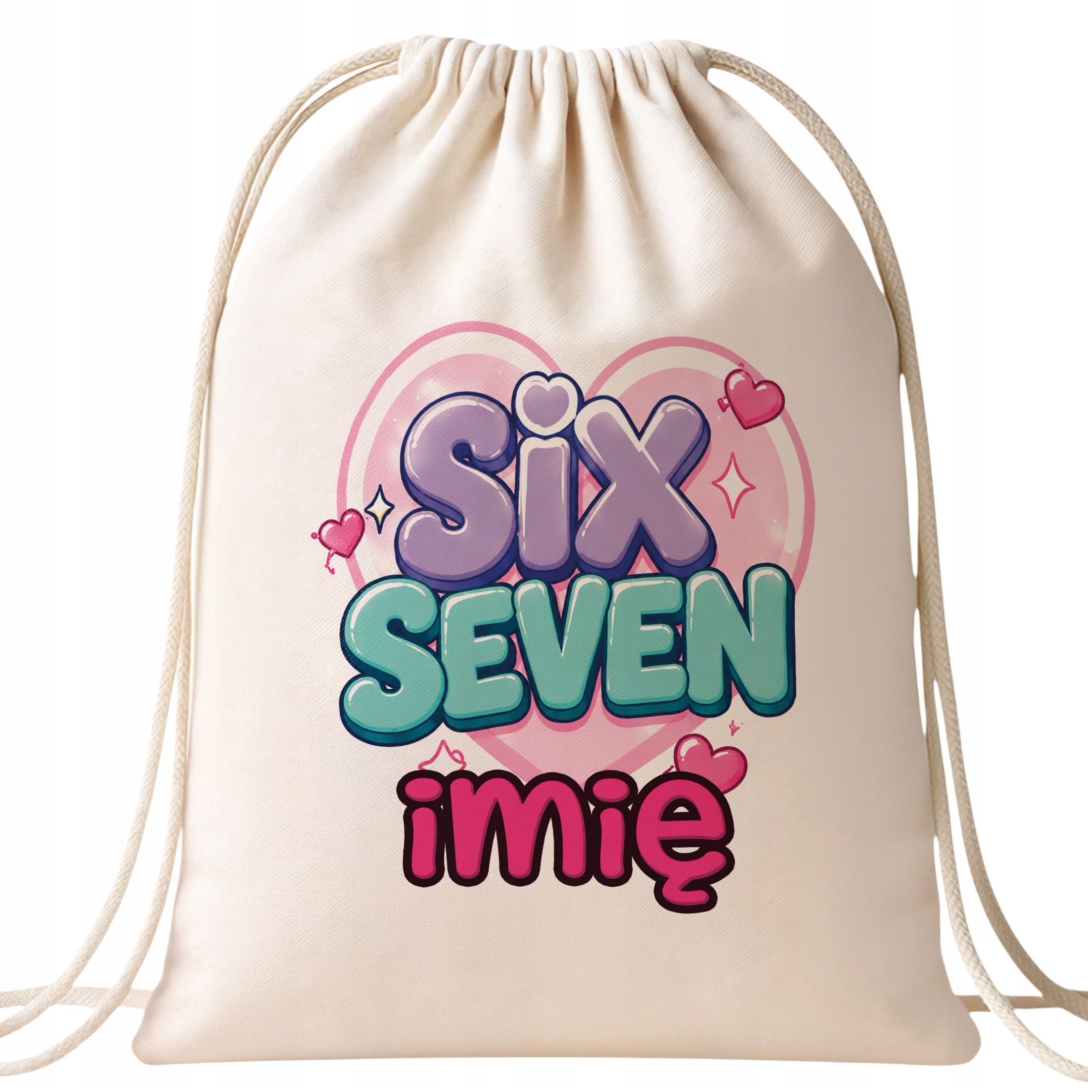Zestaw Personalizowany Plecak Worek Kubek Czarny 67 Six Seven Prezent