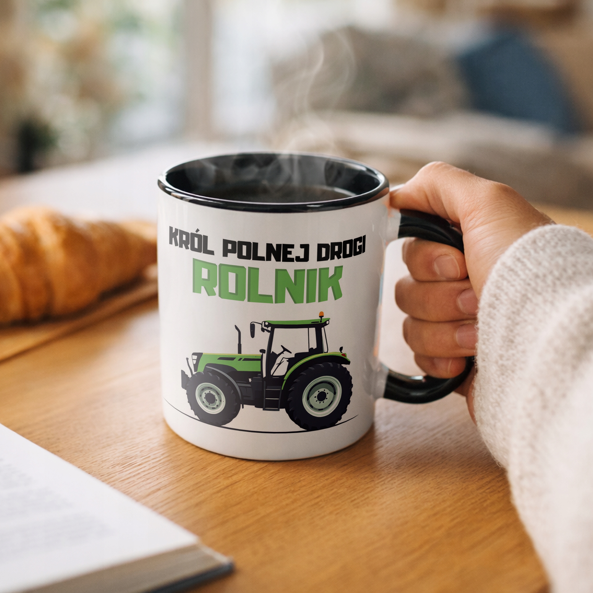 Kubek Czarny Rolnik Dla Rolnika Traktor Zabawny Prezent Upominek
