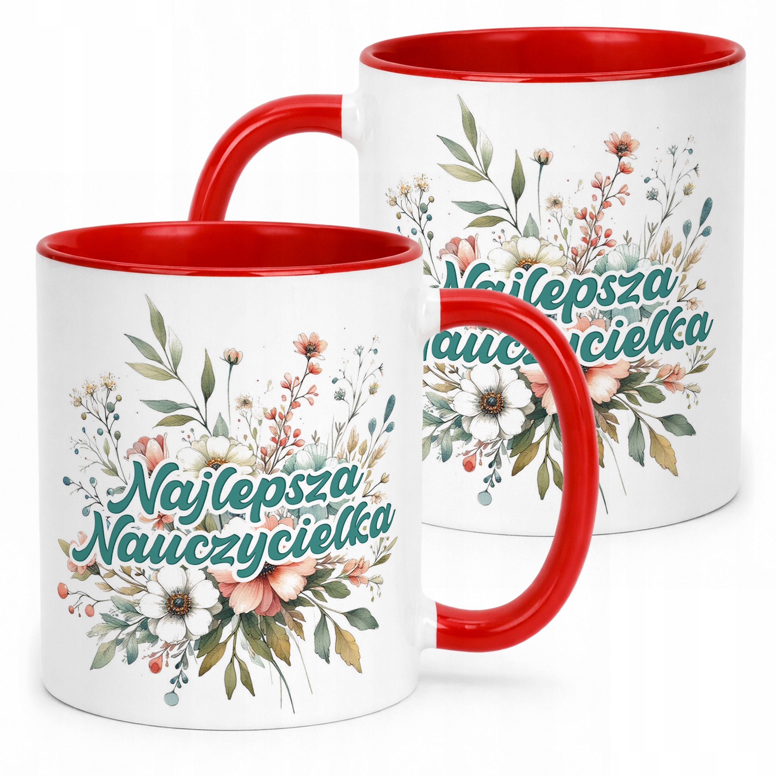 Kubek Czerwony Najlepsza Nauczycielka Dzień Nauczyciela Prezent